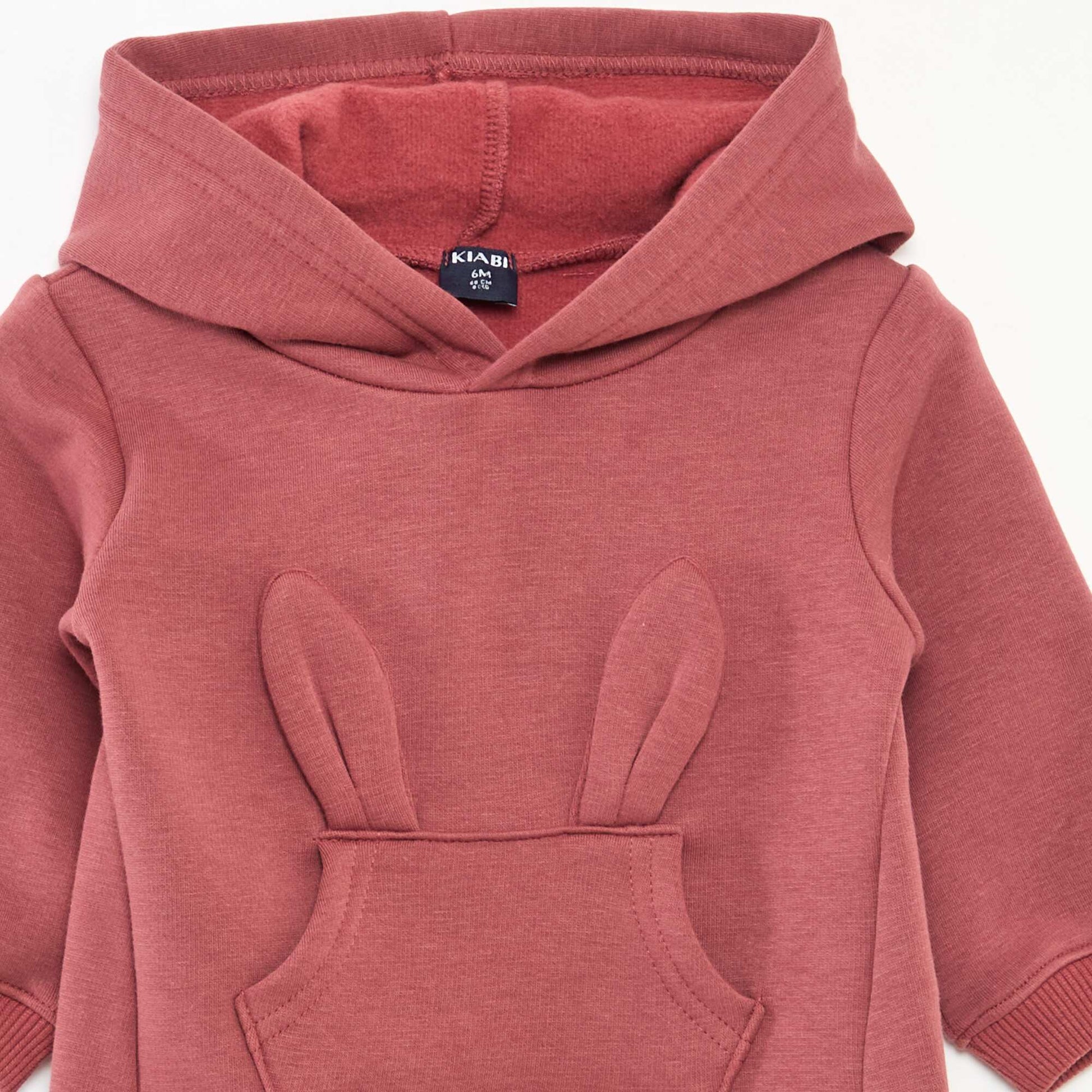 Sweat à capuche en molleton animé lapin ROUGE