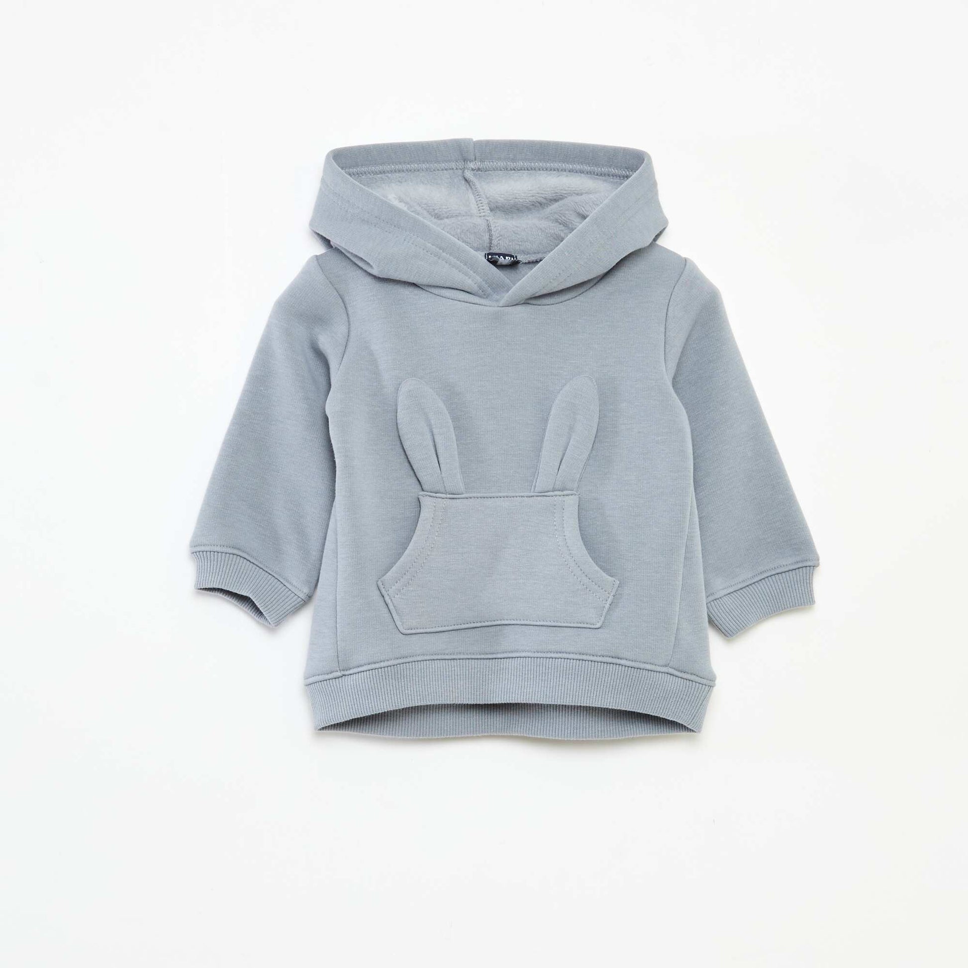 Sweat à capuche en molleton animé lapin BLEU