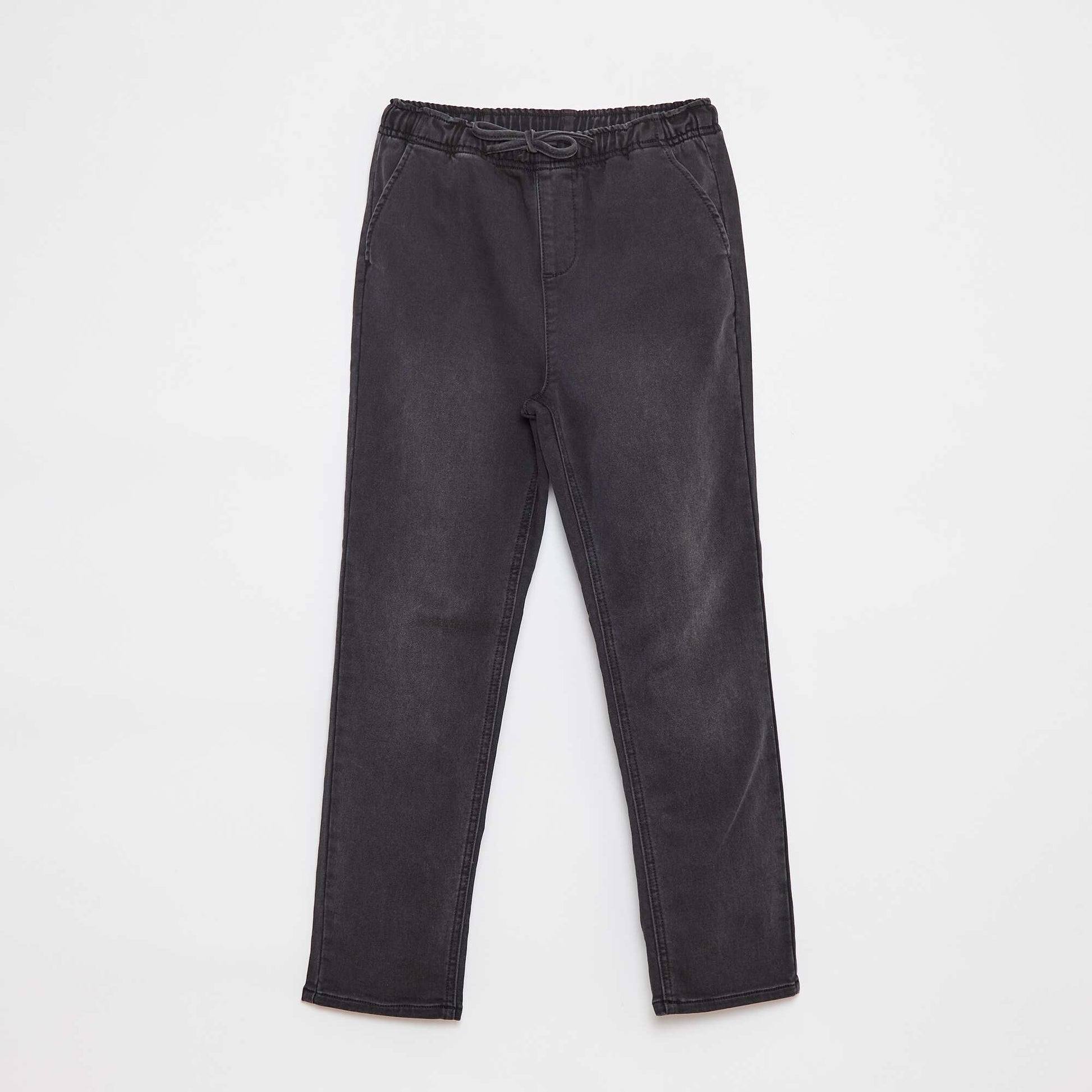 Pantalon jogger en denim avec taille élastiquée GRIS