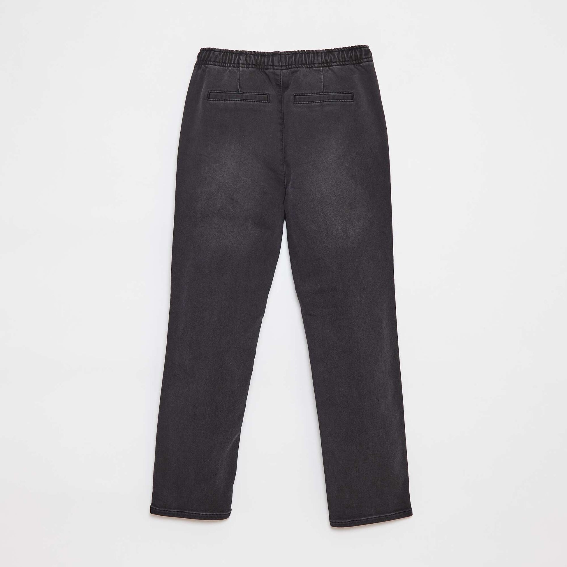 Pantalon jogger en denim avec taille élastiquée GRIS
