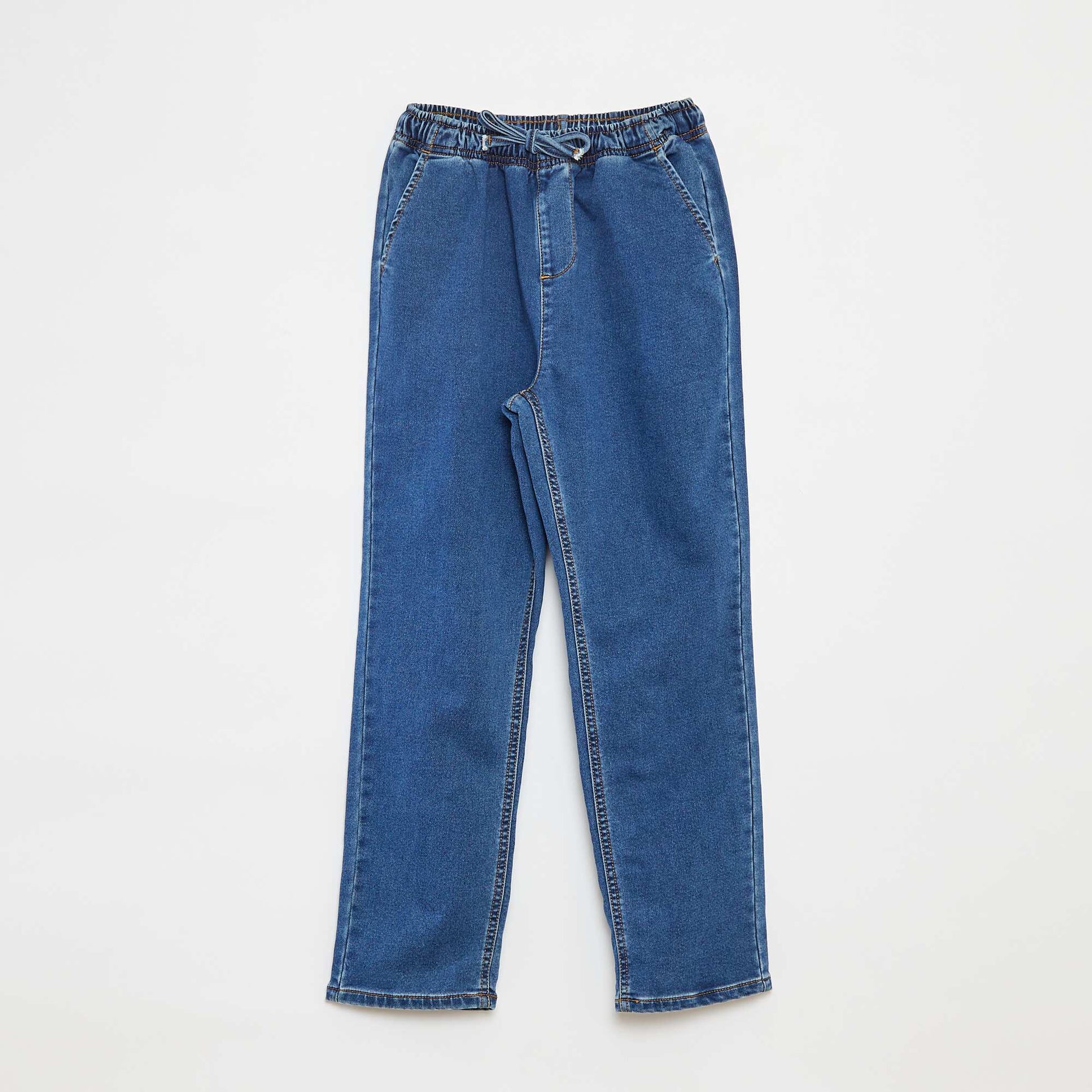 Pantalon jogger en denim avec taille élastiquée BLEU