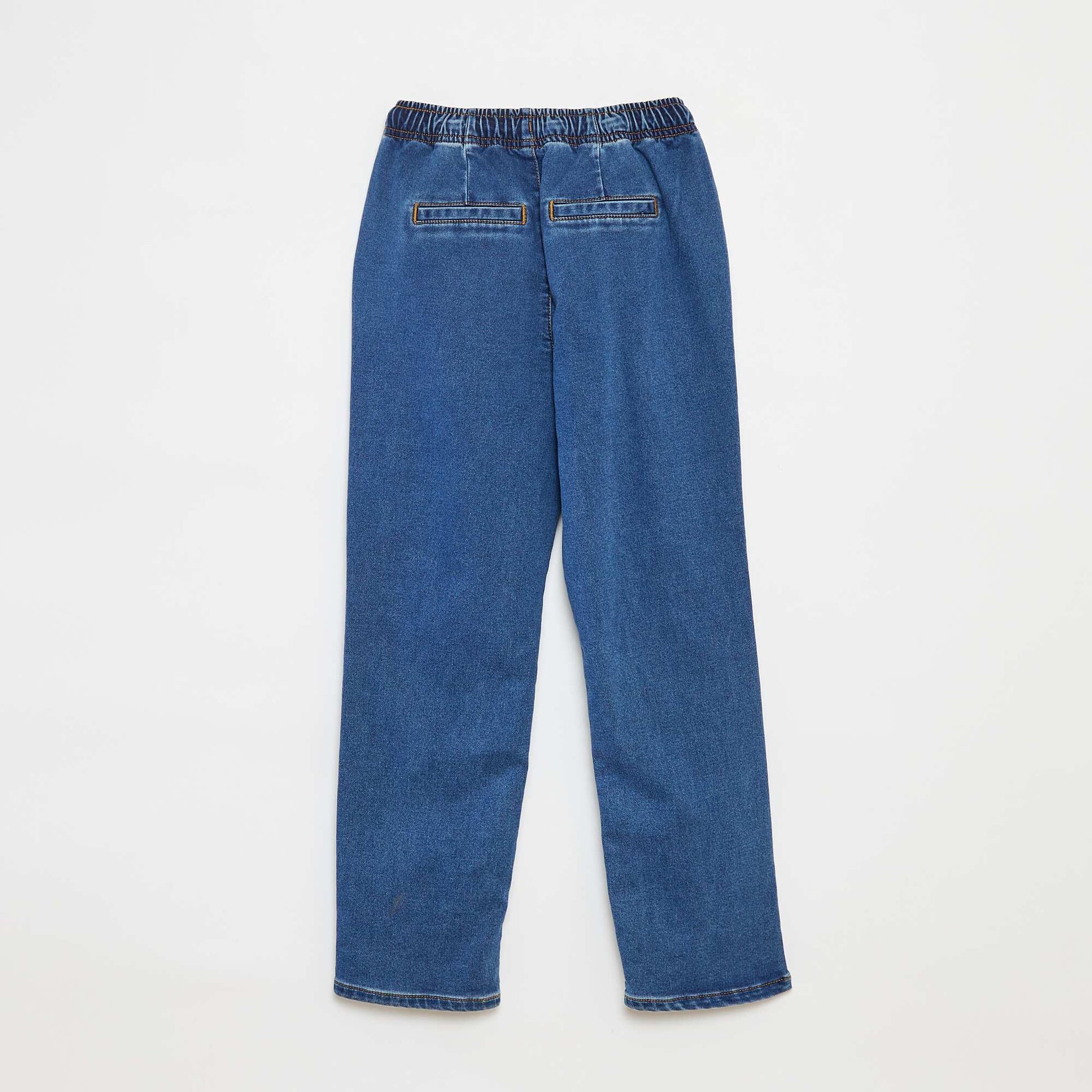 Pantalon jogger en denim avec taille élastiquée BLEU