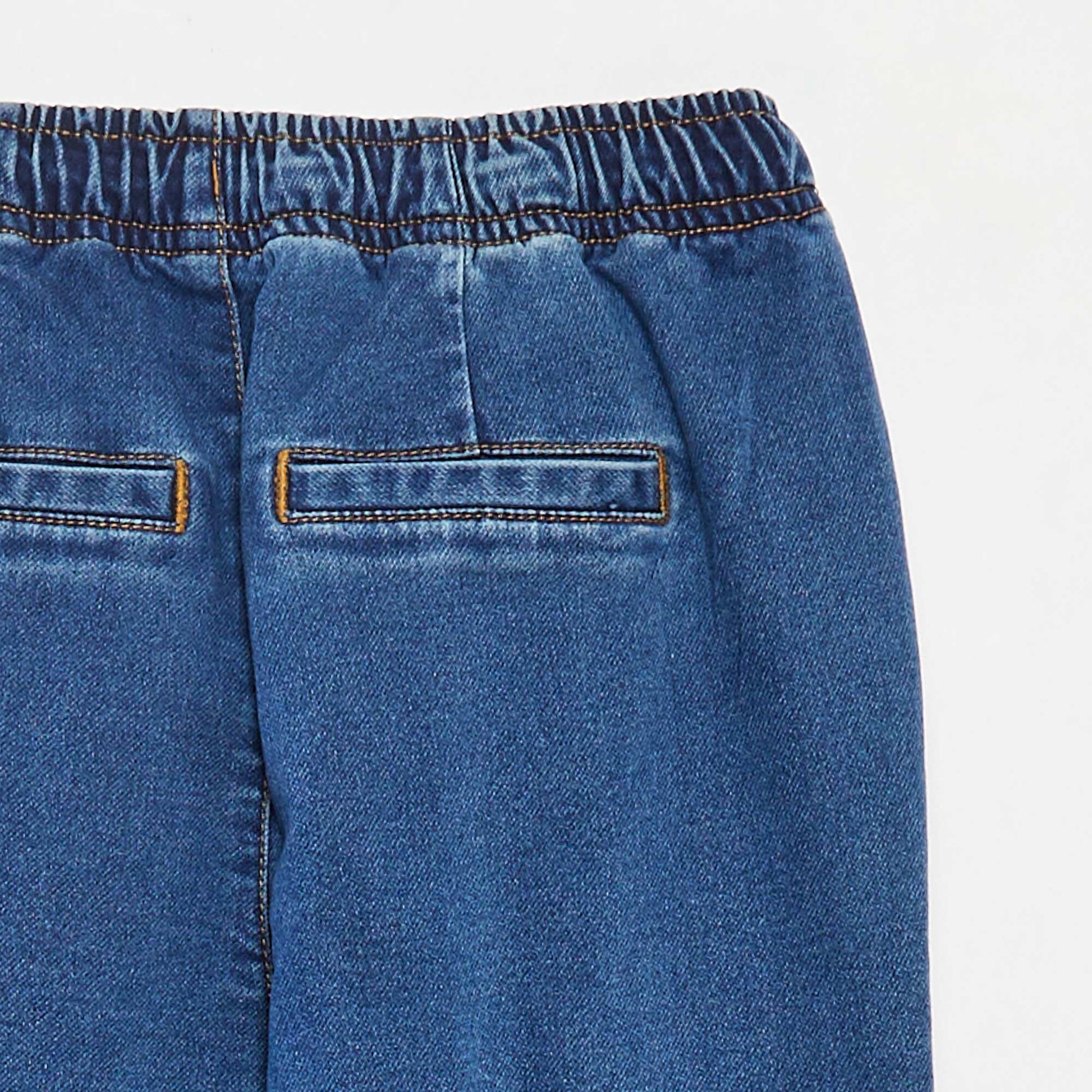 Pantalon jogger en denim avec taille élastiquée BLEU