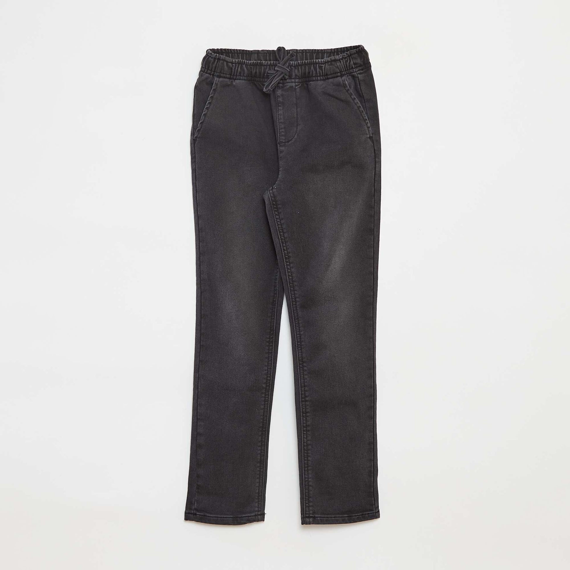 Pantalon jogger en denim avec taille élastiquée GRIS