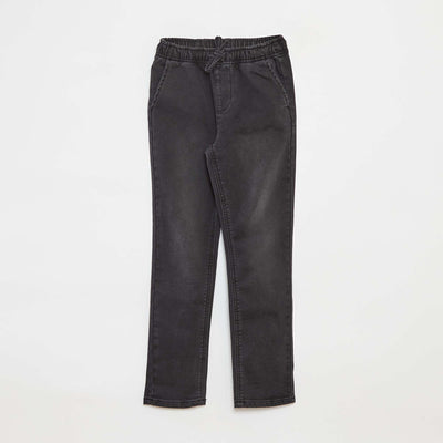 Pantalon jogger en denim avec taille élastiquée GRIS