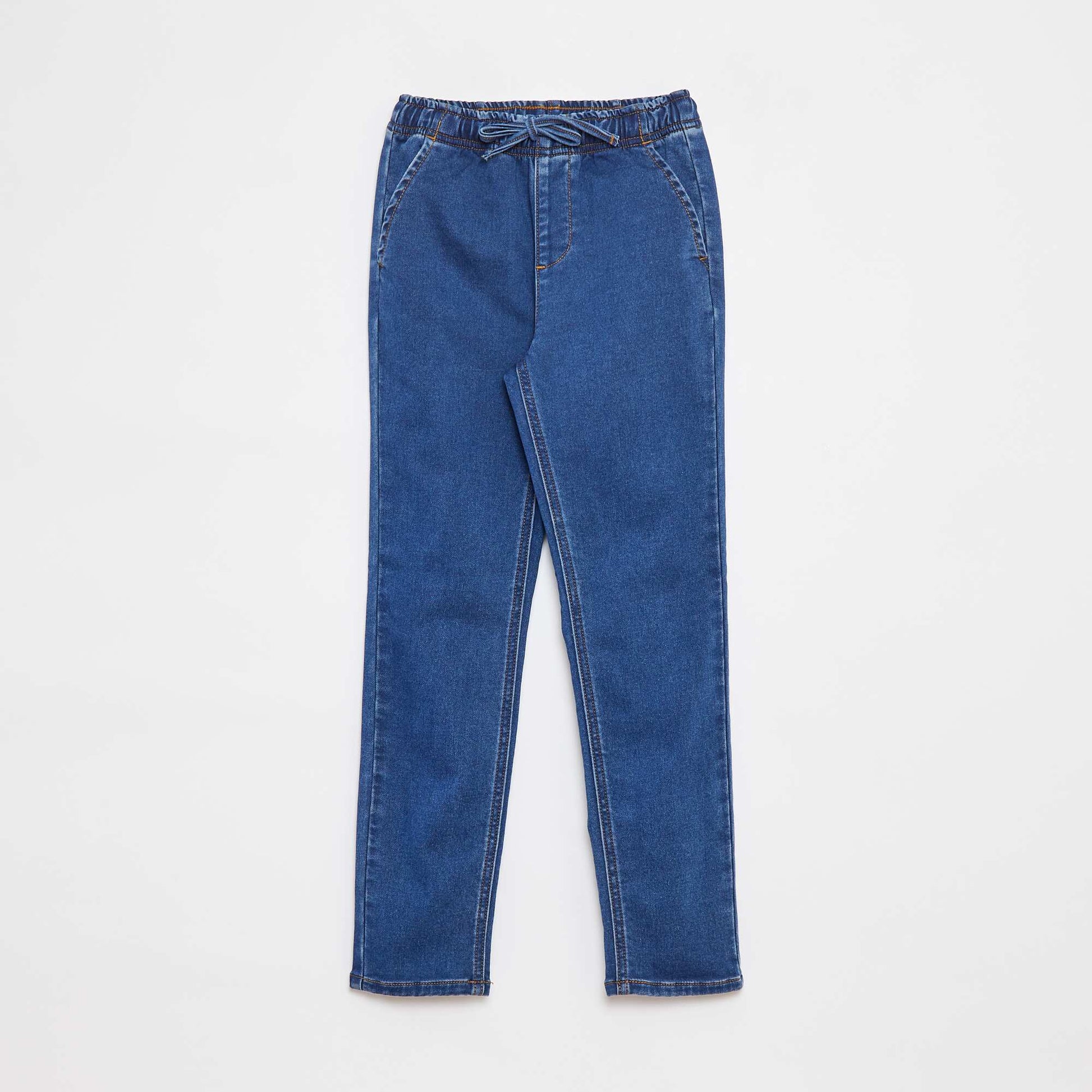 Pantalon jogger en denim avec taille élastiquée BLEU