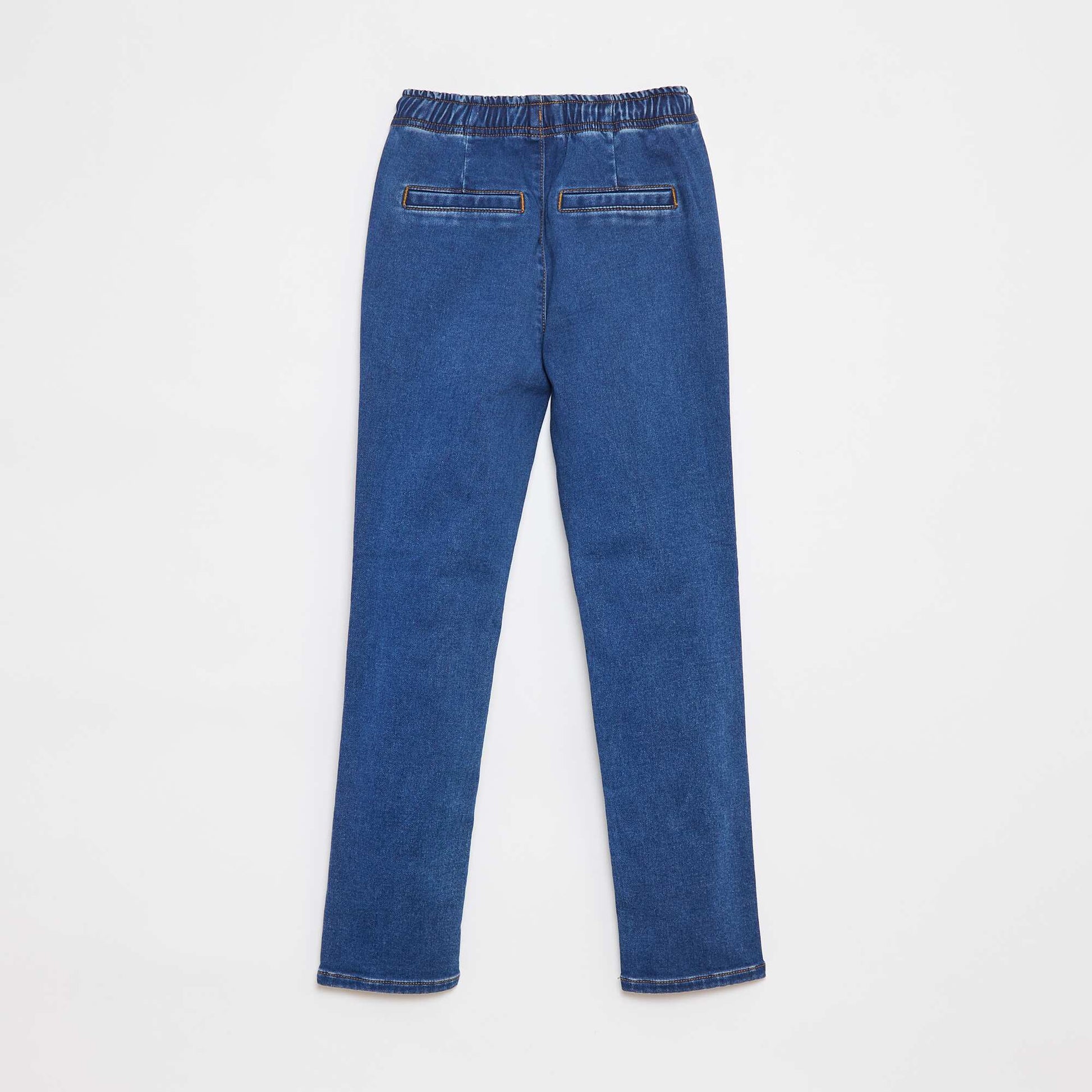Pantalon jogger en denim avec taille élastiquée BLEU