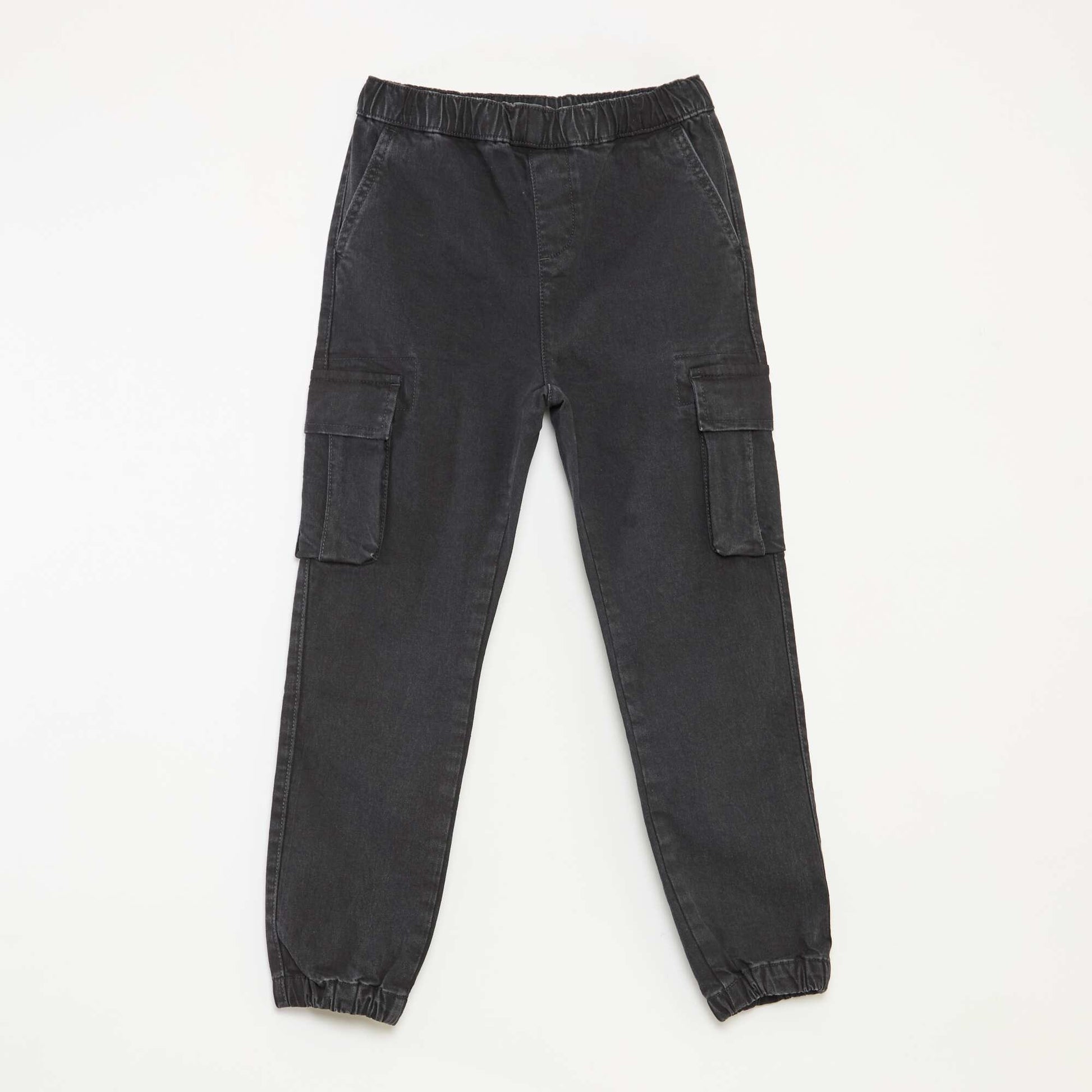 Pantalon multipoches en denim stretch - Coupe + confortable GRIS