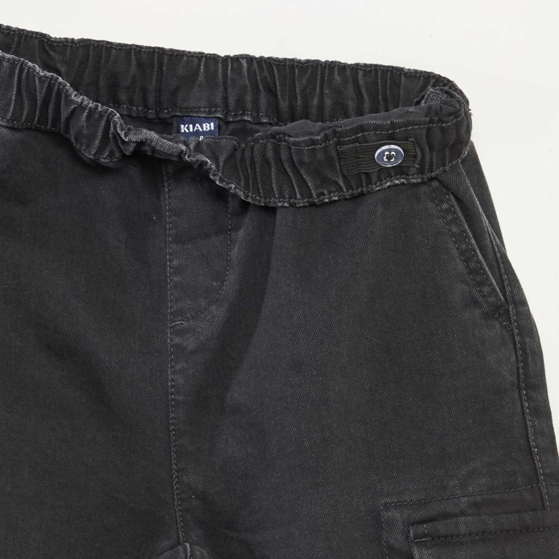 Pantalon multipoches en denim stretch - Coupe + confortable GRIS