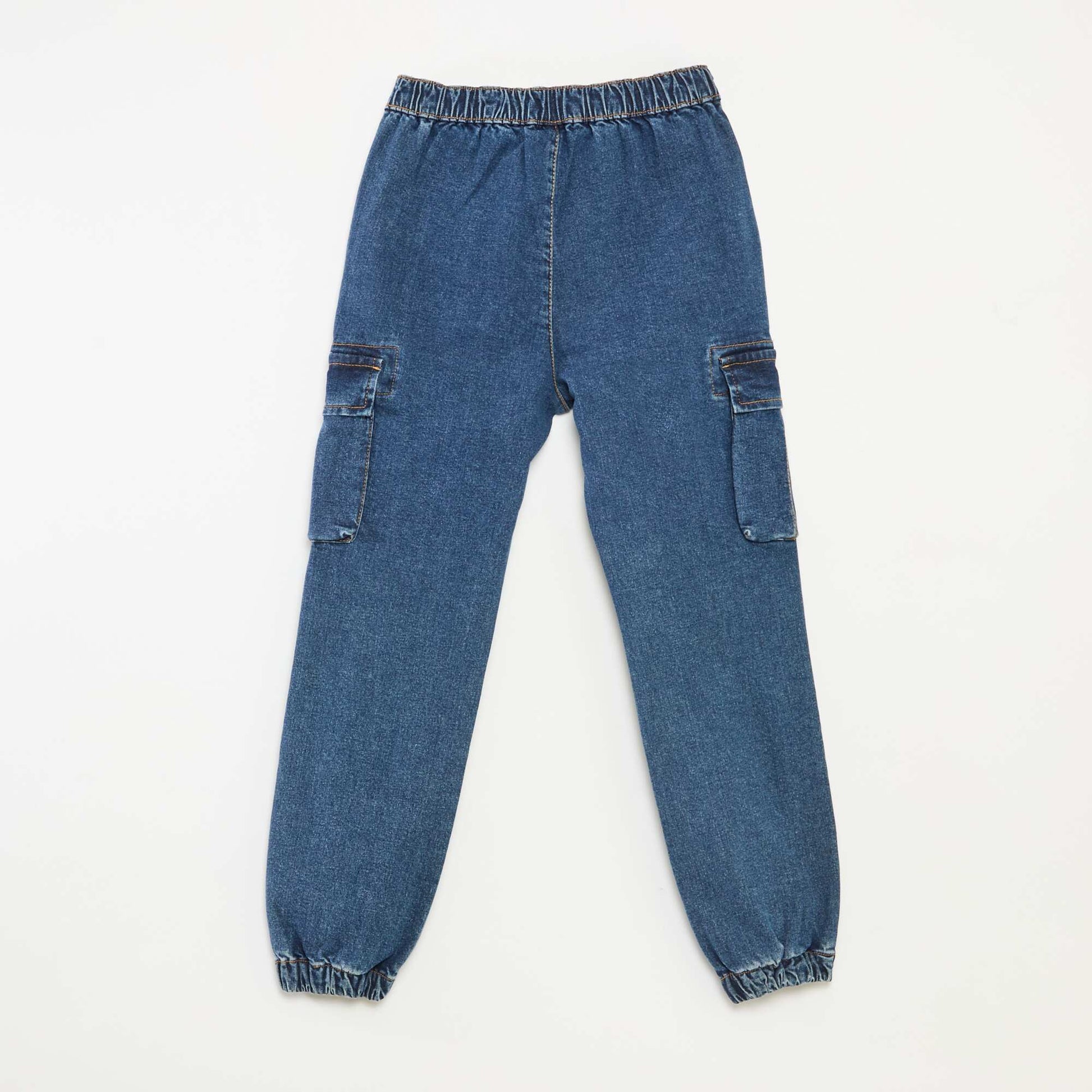 Pantalon multipoches en denim stretch - Coupe + confortable BLEU