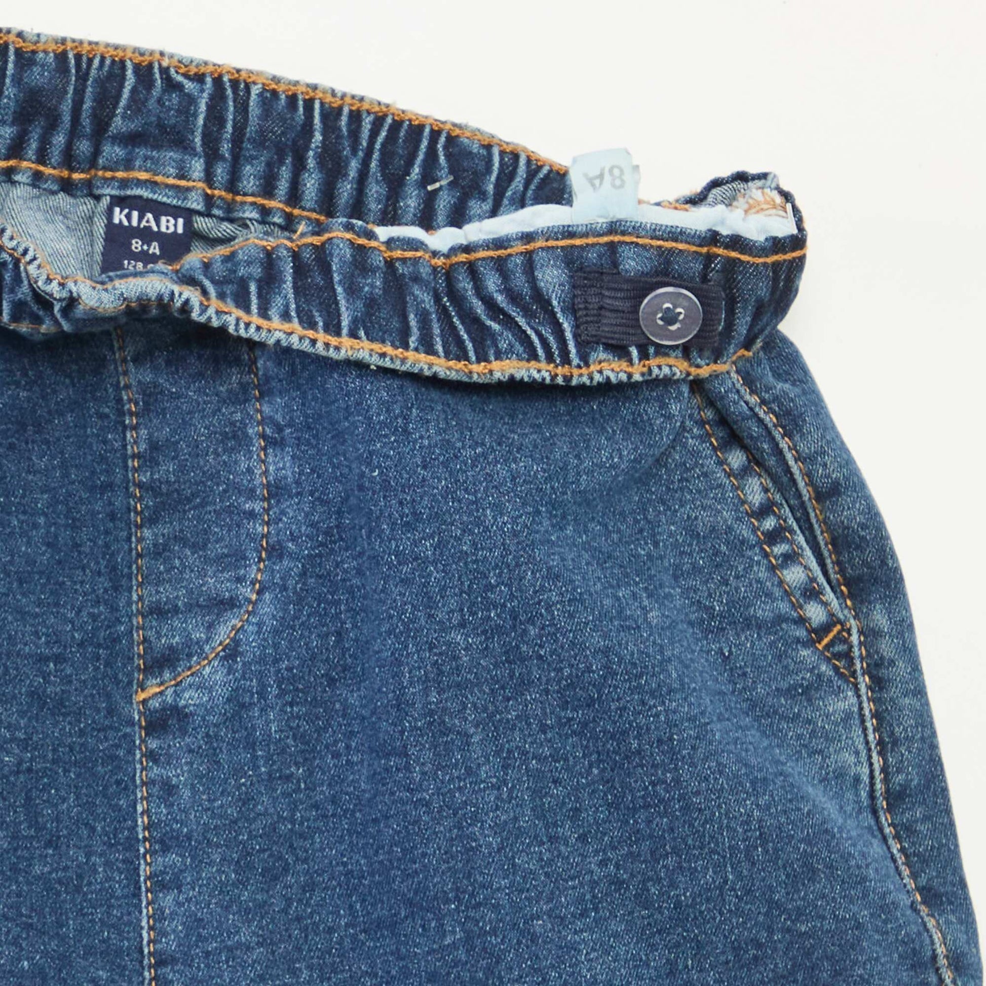 Pantalon multipoches en denim stretch - Coupe + confortable BLEU