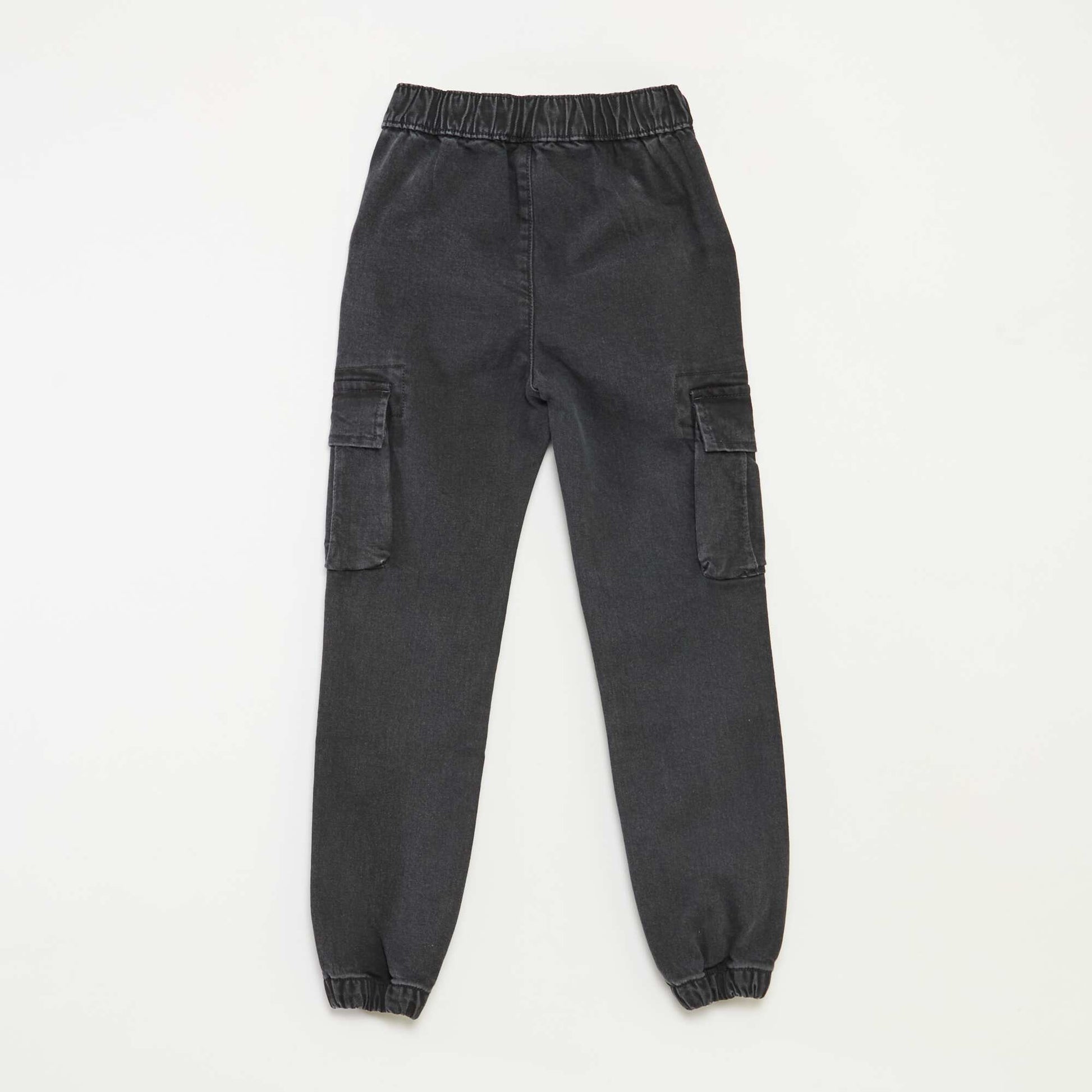 Pantalon multipoches en denim stretch - Coupe + ajustée GRIS