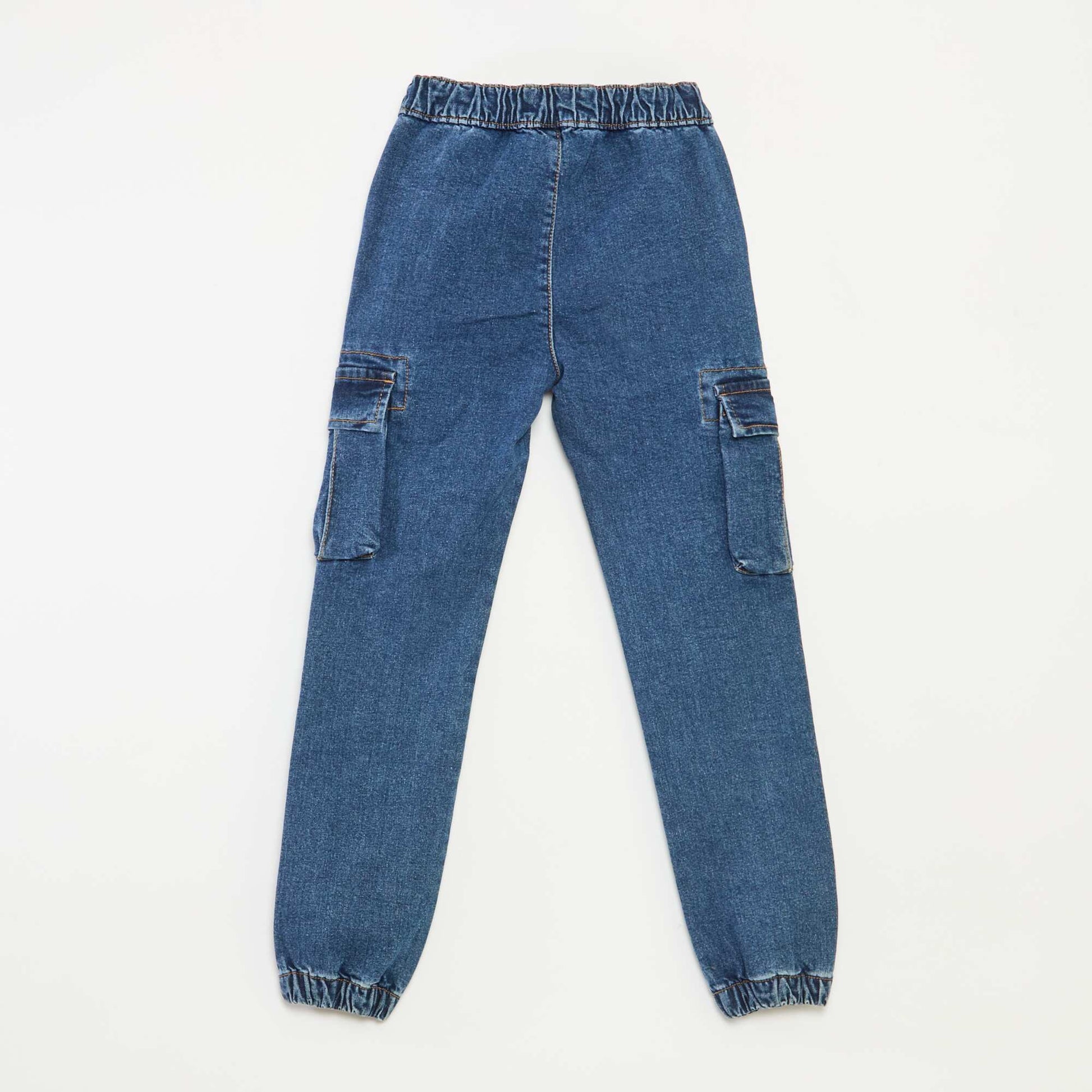 Pantalon multipoches en denim stretch - Coupe + ajustée BLEU