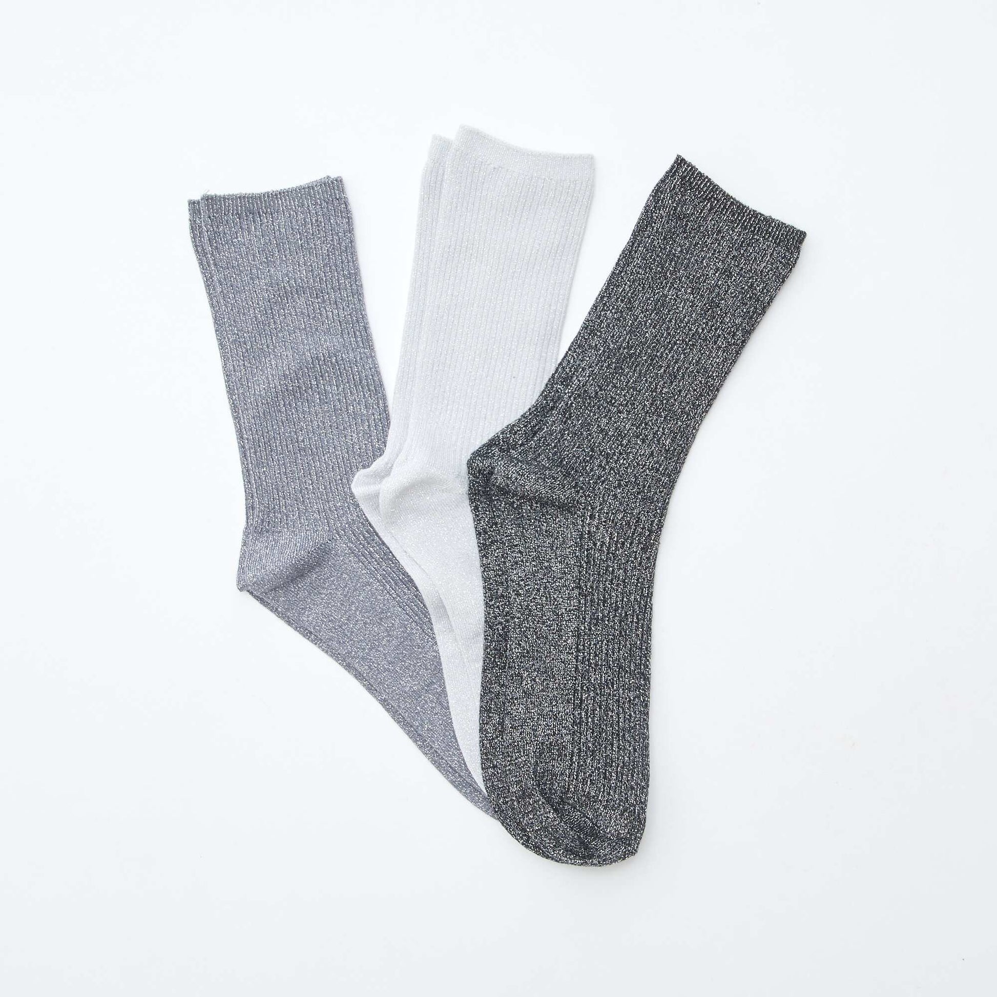 Lot de 3 chaussettes fantaisie en coton GRIS