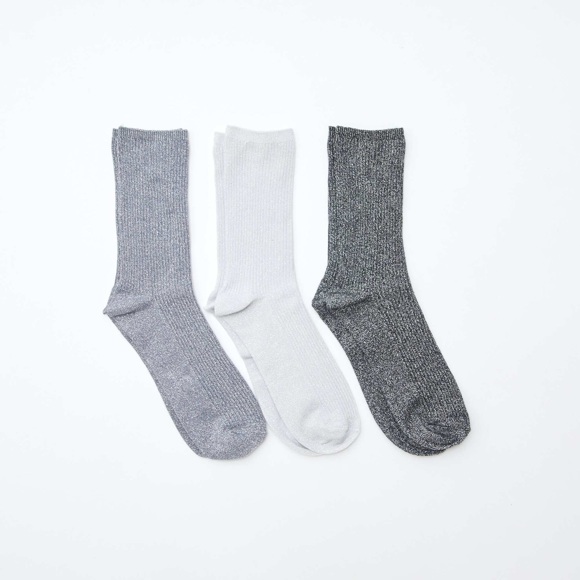 Lot de 3 chaussettes fantaisie en coton GRIS