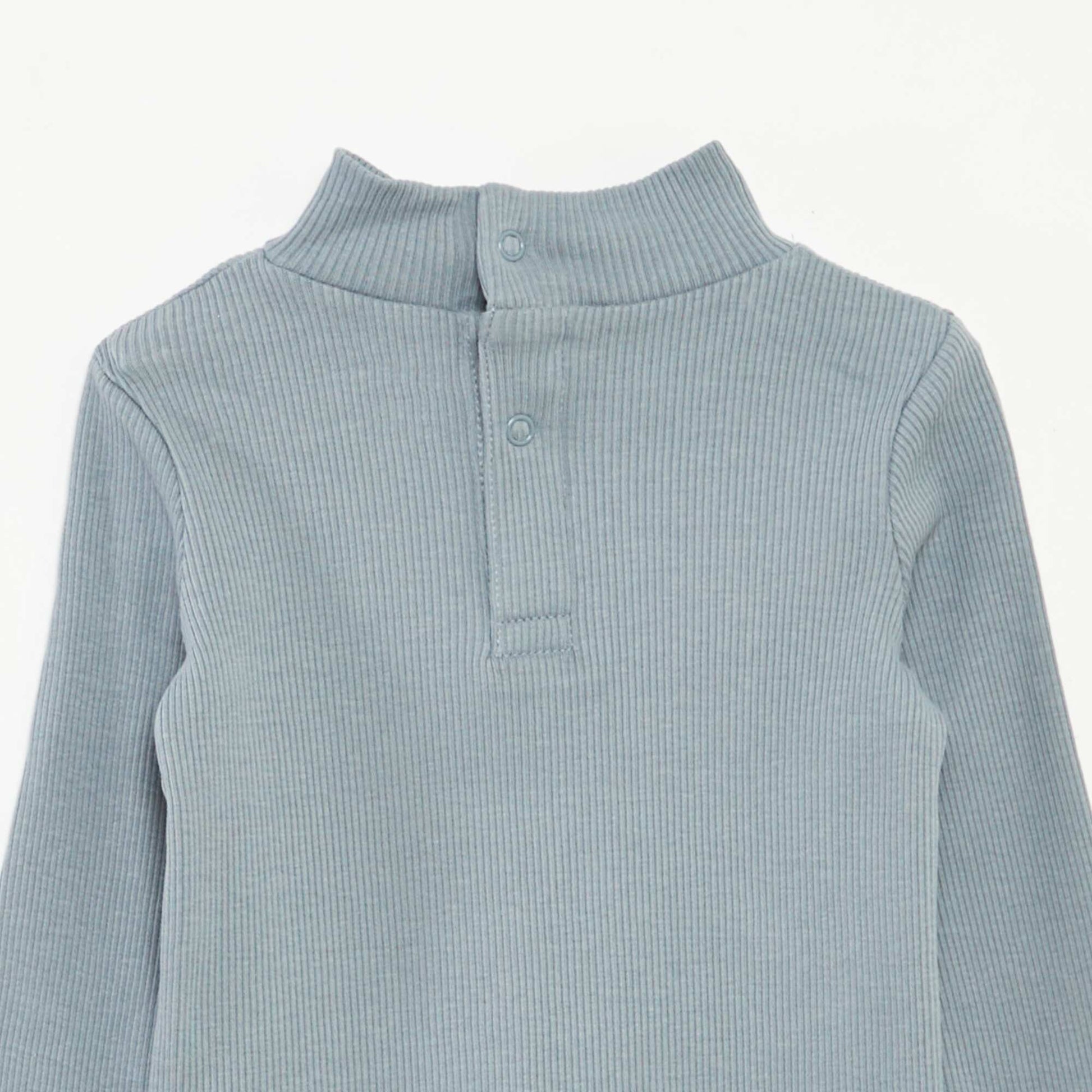 Sous-pull côtelé à col montant BLEU