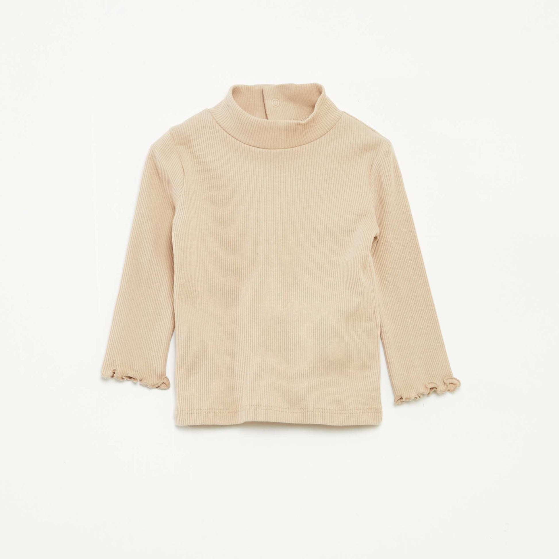 Sous-pull côtelé à col montant BEIGE