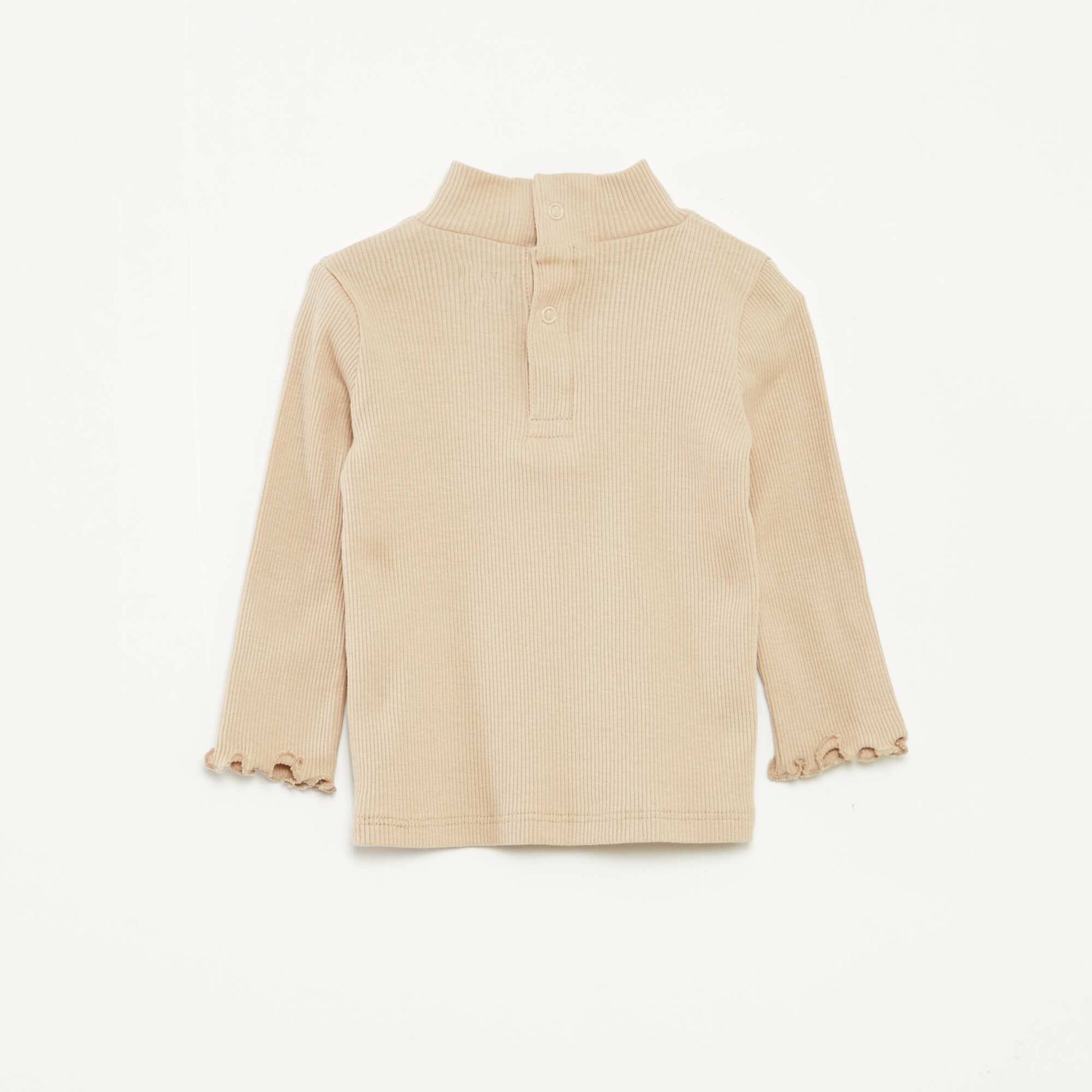 Sous-pull côtelé à col montant BEIGE
