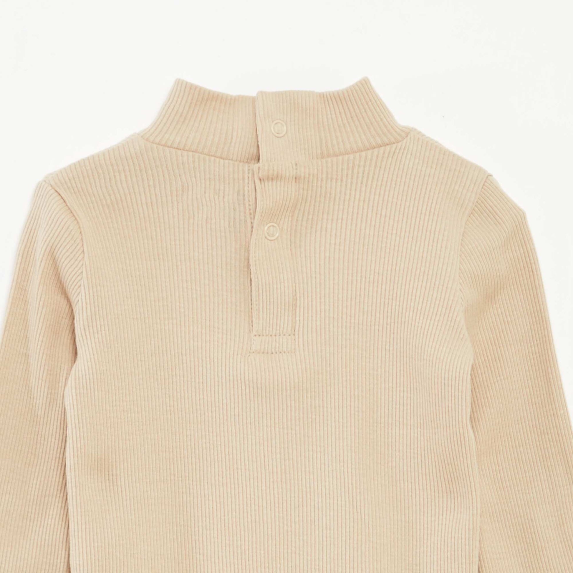Sous-pull côtelé à col montant BEIGE