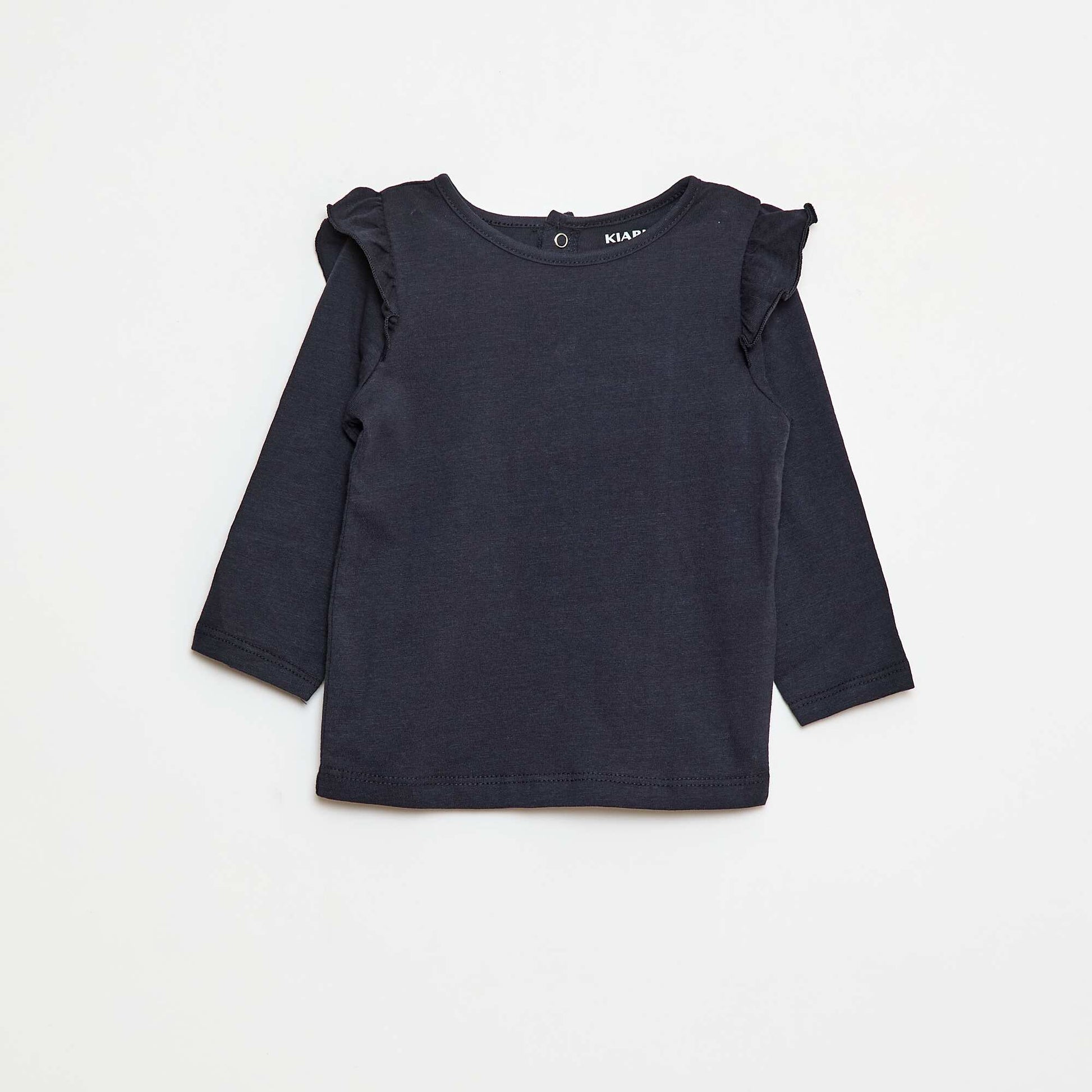 T-shirt manches longues avec emmanchures volantées et motif BLEU