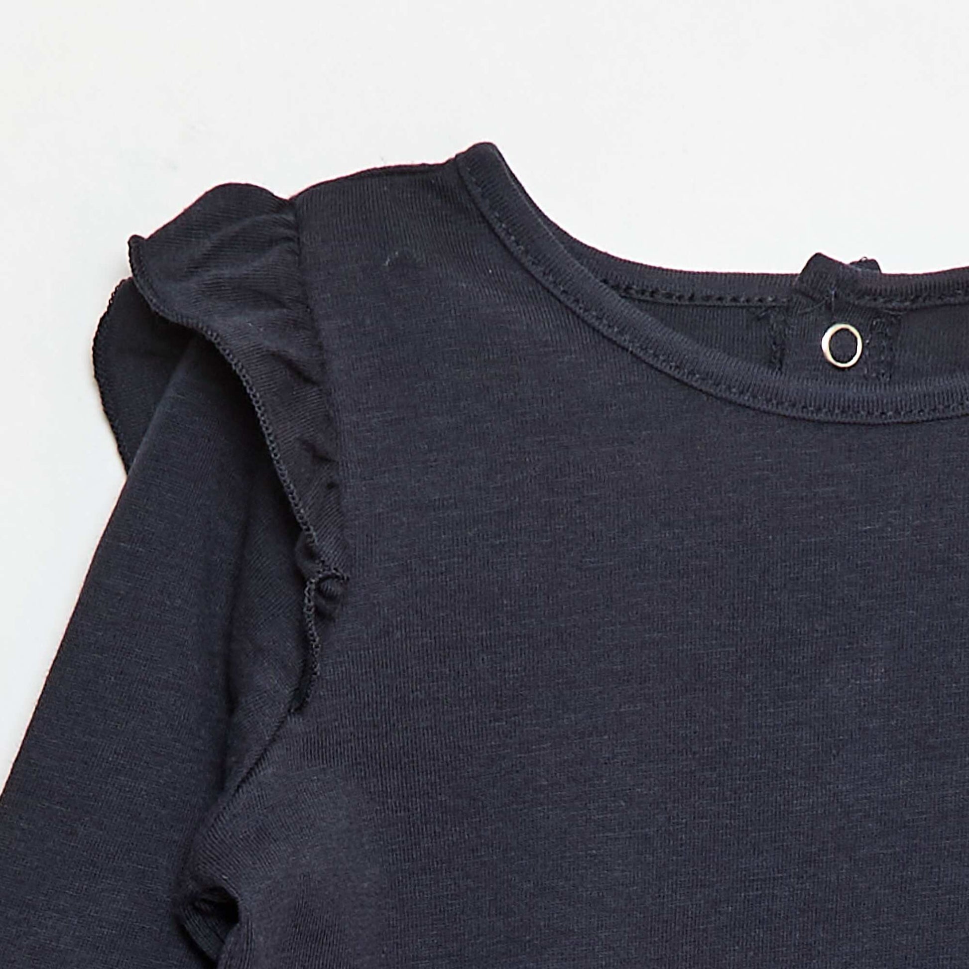 T-shirt manches longues avec emmanchures volantées et motif BLEU