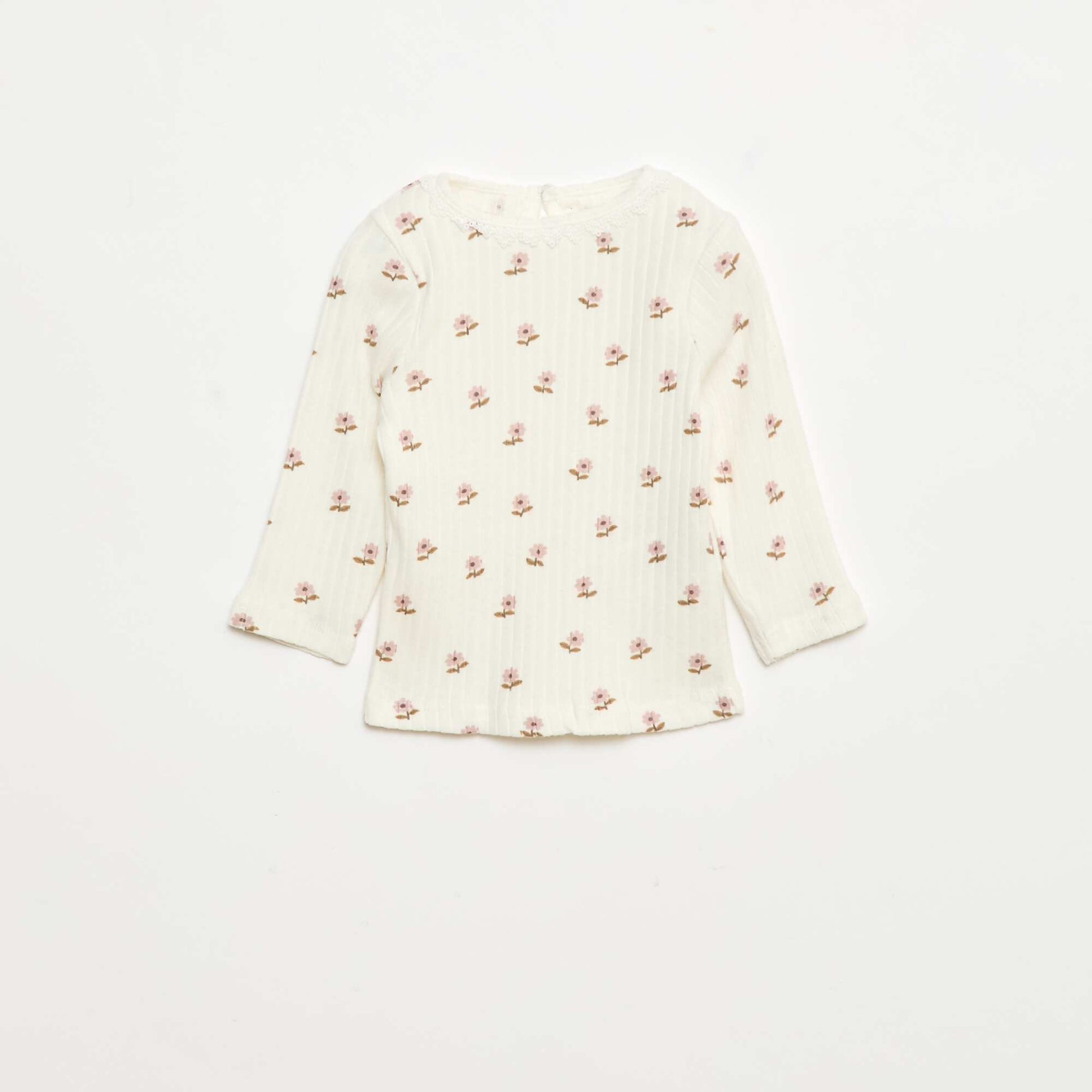 T-shirt en maille côtelée BLANC