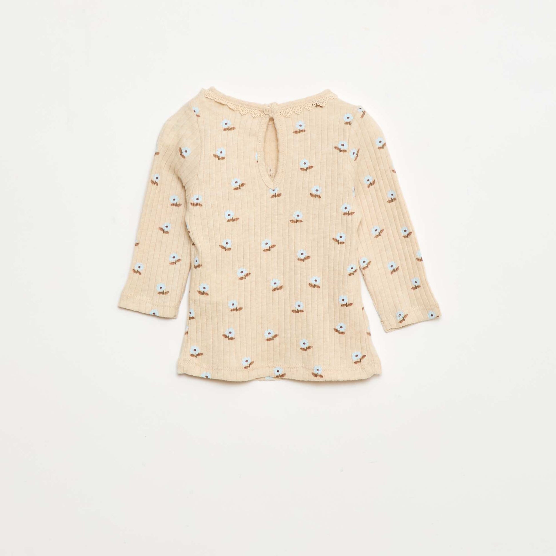 T-shirt en maille côtelée BEIGE