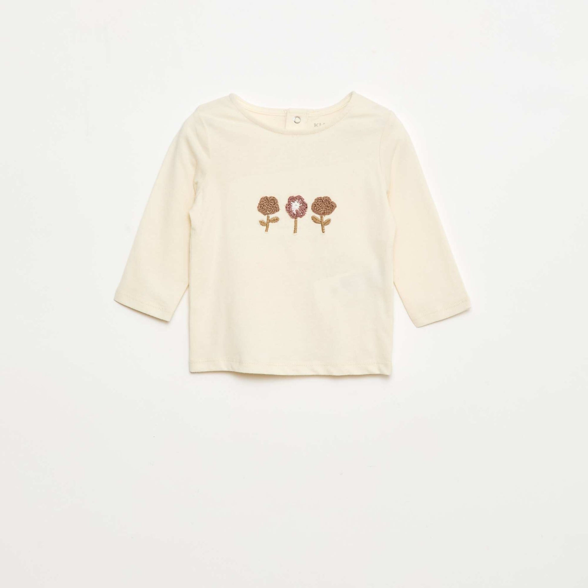 T-shirt à broderie fleurs BLANC