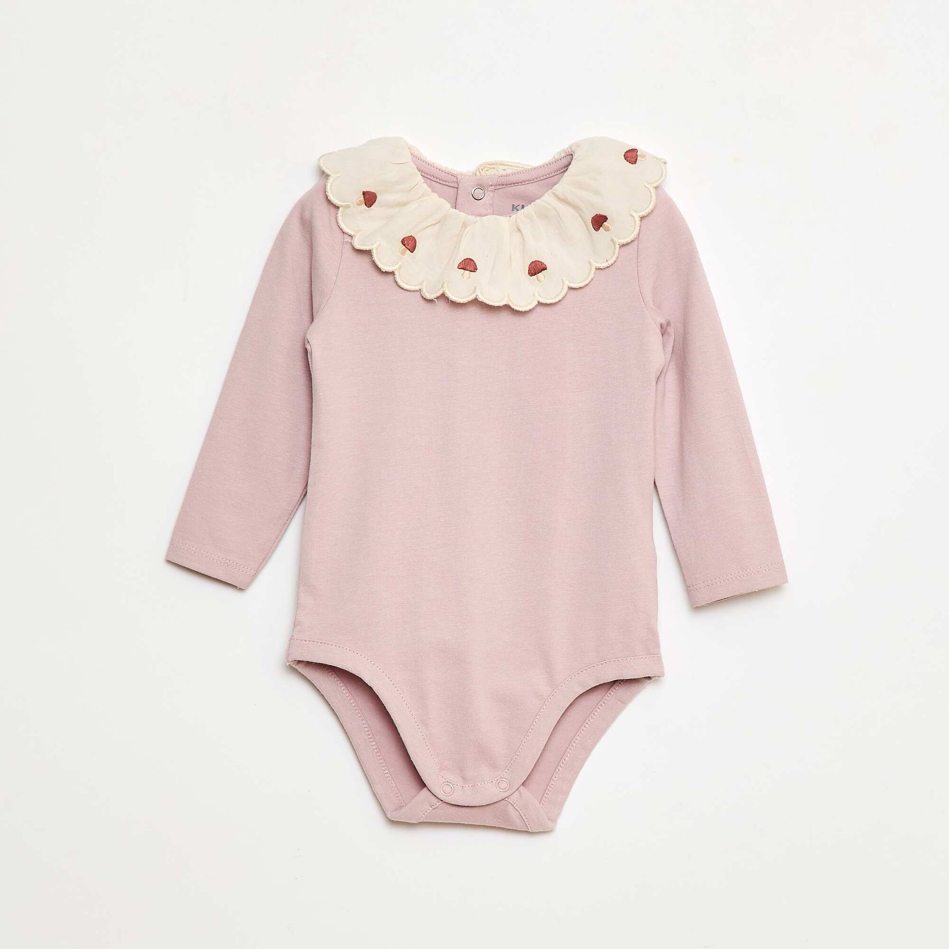 Body à col fantaisie brodé en coton VIOLET