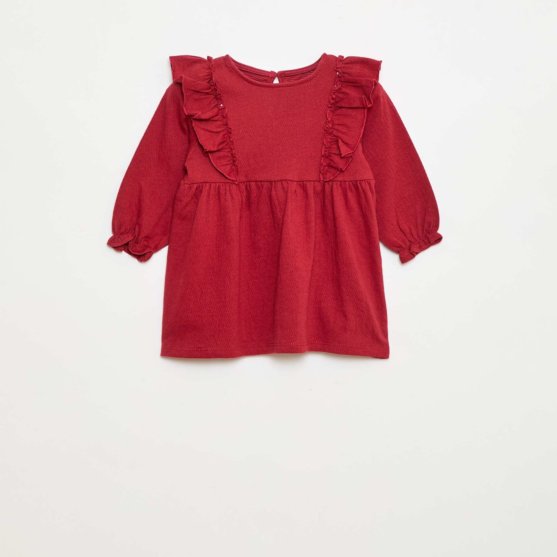 Robe légère à manches longues à motif ROUGE