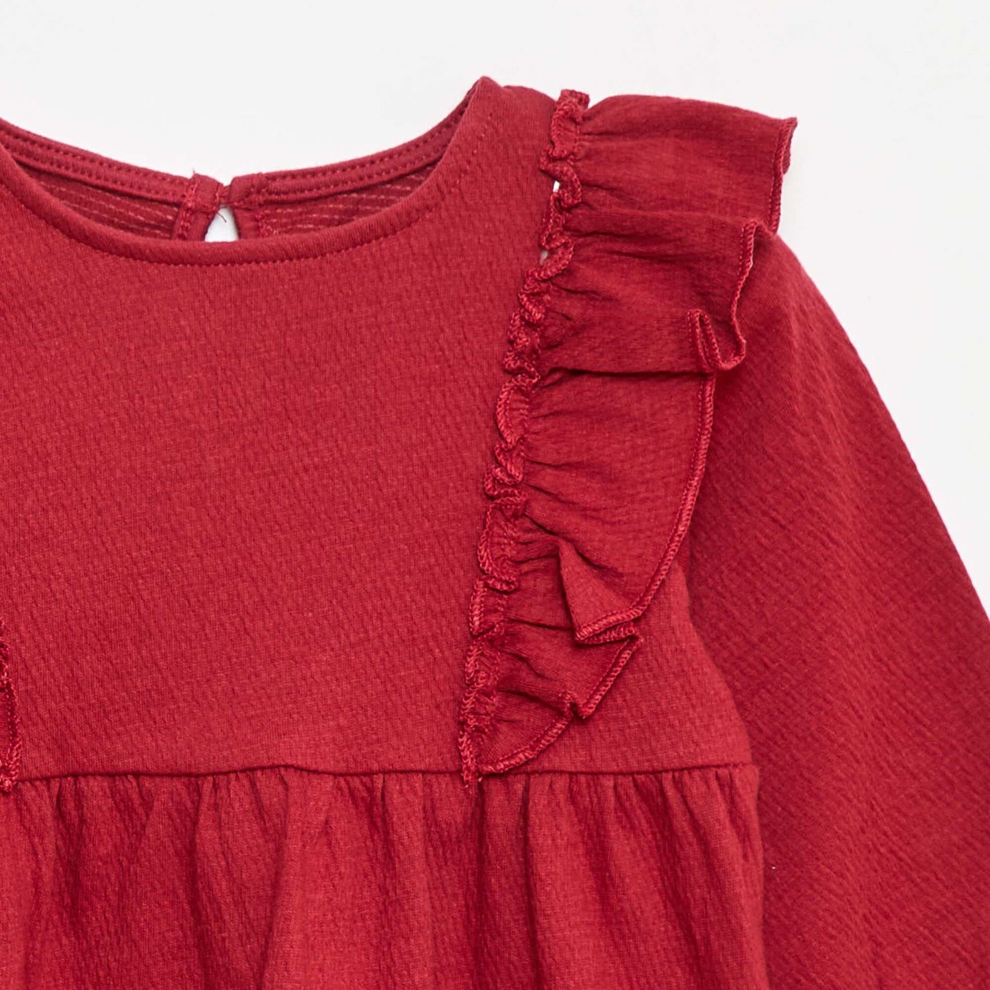 Robe légère à manches longues à motif ROUGE