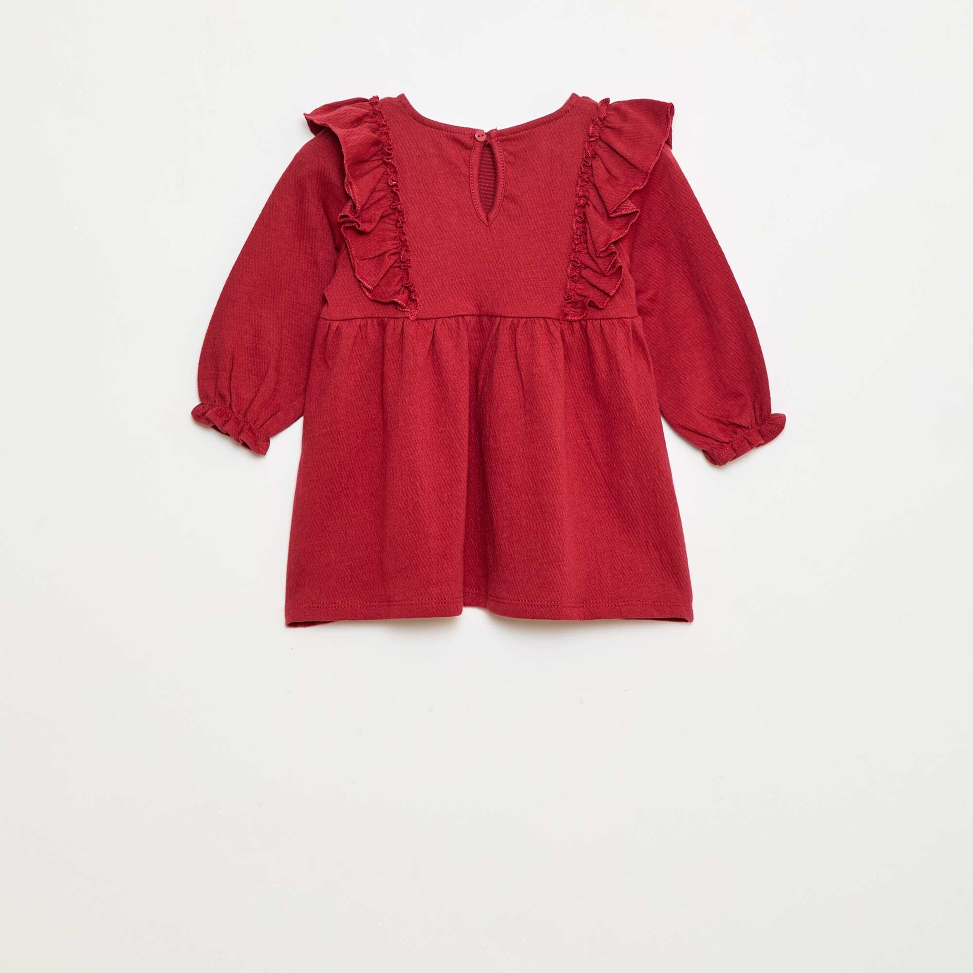 Robe légère à manches longues à motif ROUGE