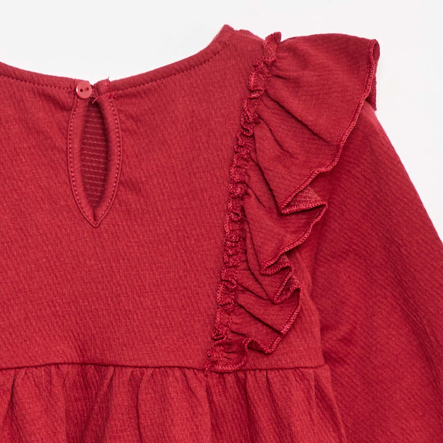 Robe légère à manches longues à motif ROUGE