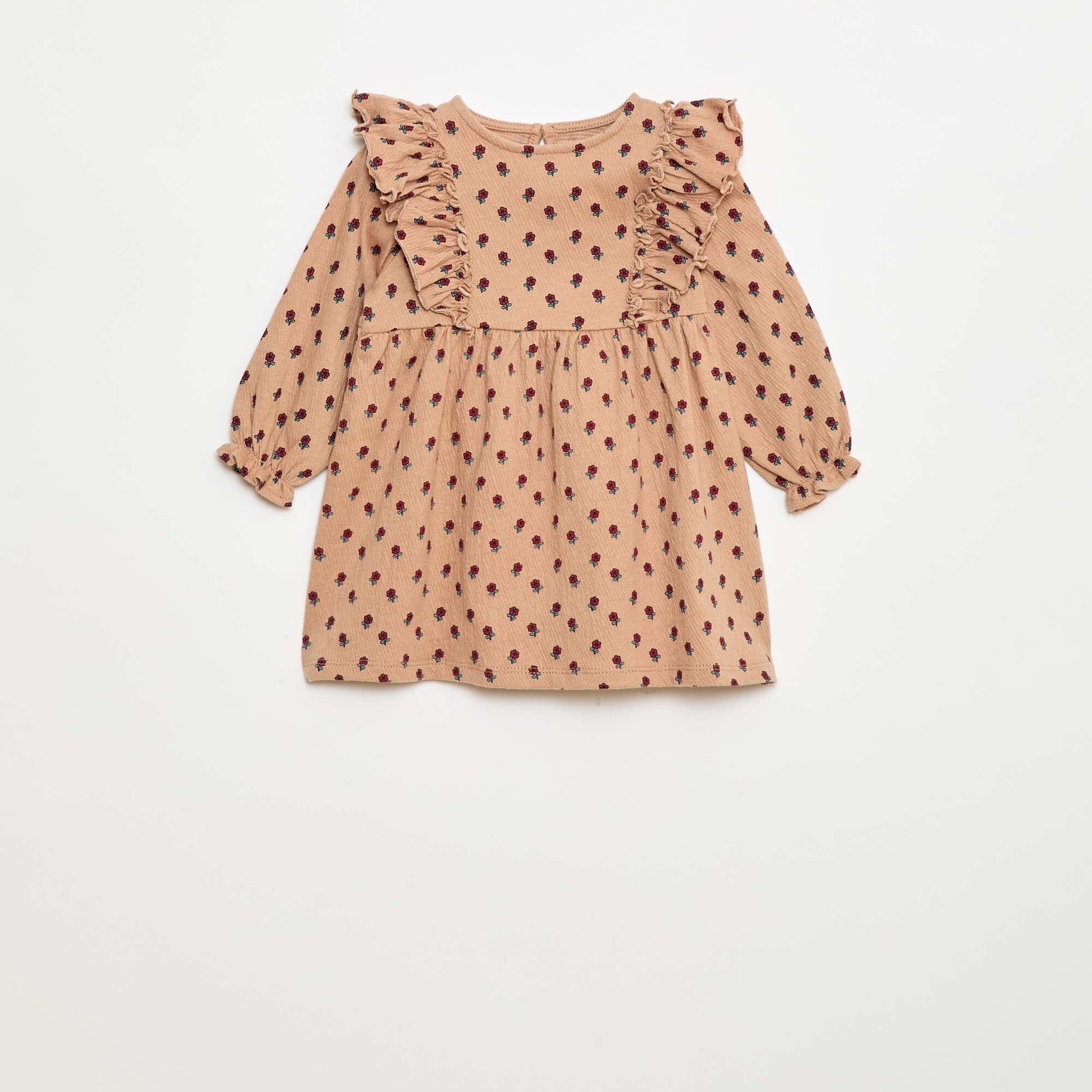 Robe légère à manches longues à motif BEIGE