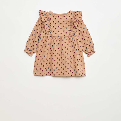 Robe légère à manches longues à motif BEIGE