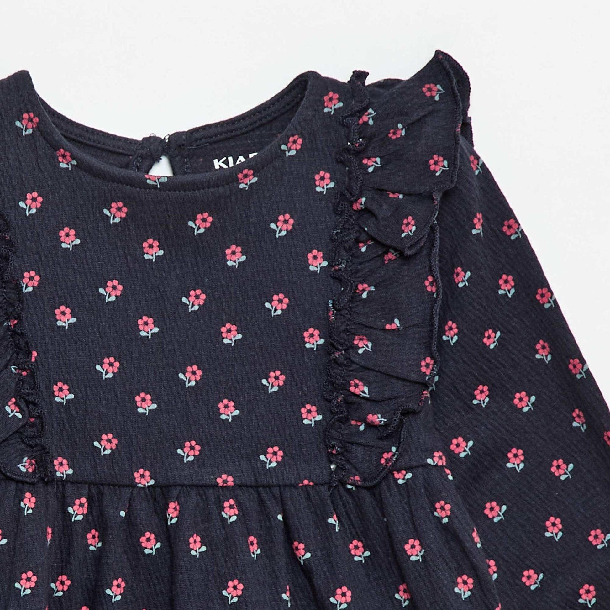 Robe légère à manches longues à motif BLEU