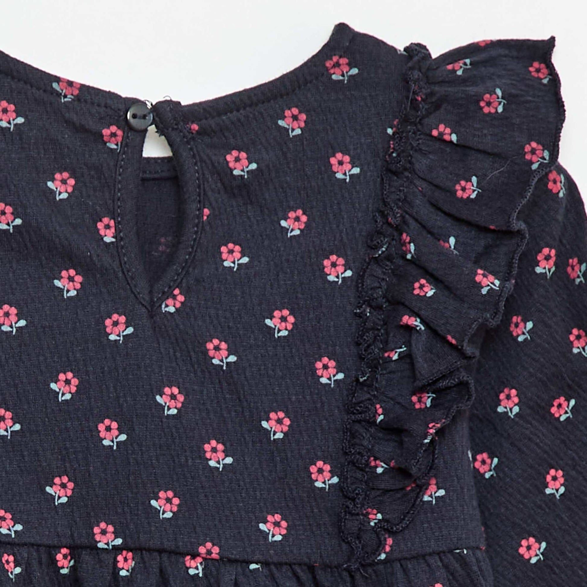 Robe légère à manches longues à motif BLEU