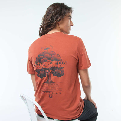 T-shirt imprimé à manches courtes et col rond MARRON