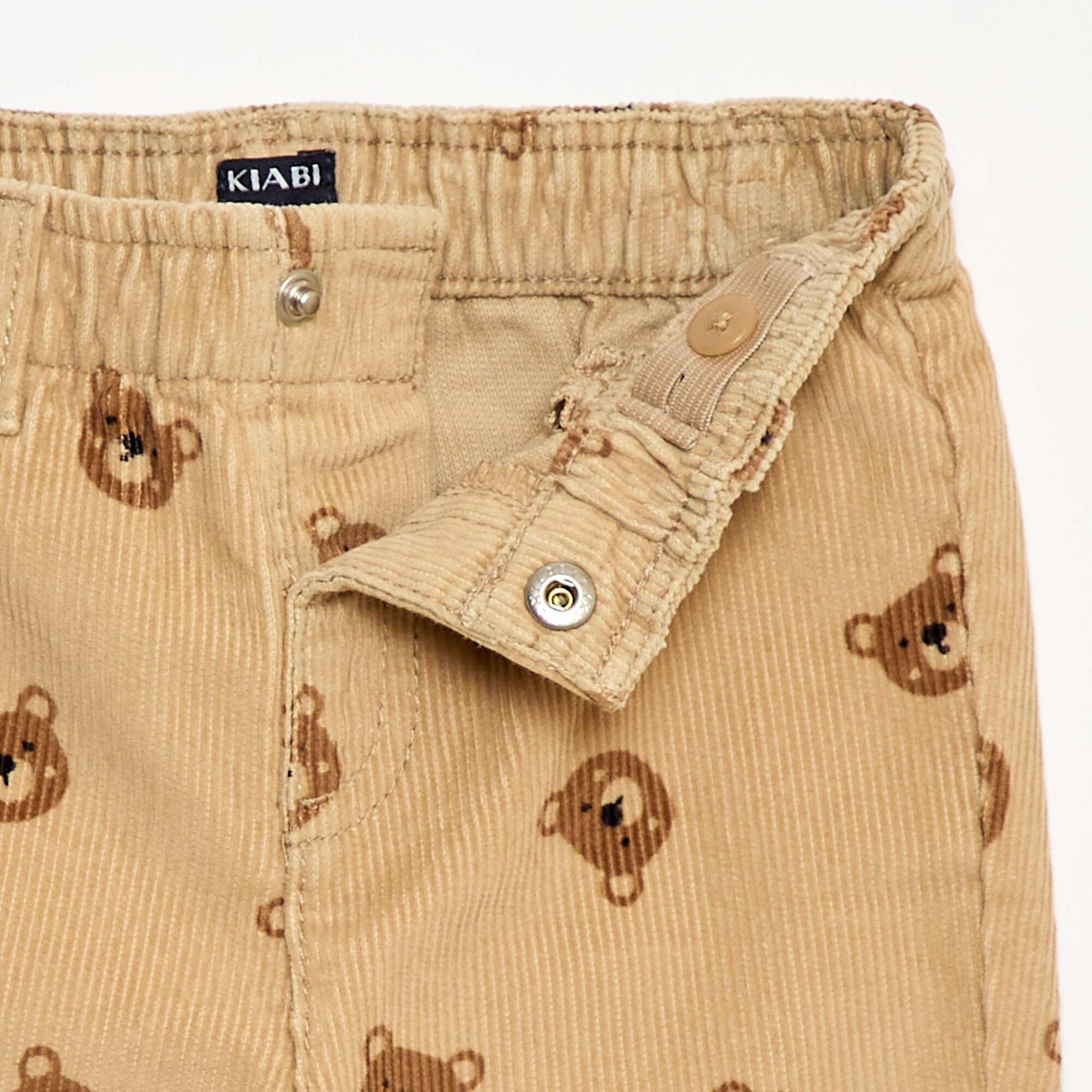 Pantalon paperbag en velours côtelé BEIGE