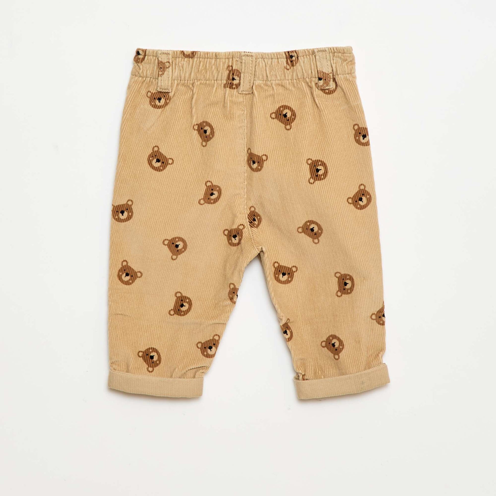 Pantalon paperbag en velours côtelé BEIGE