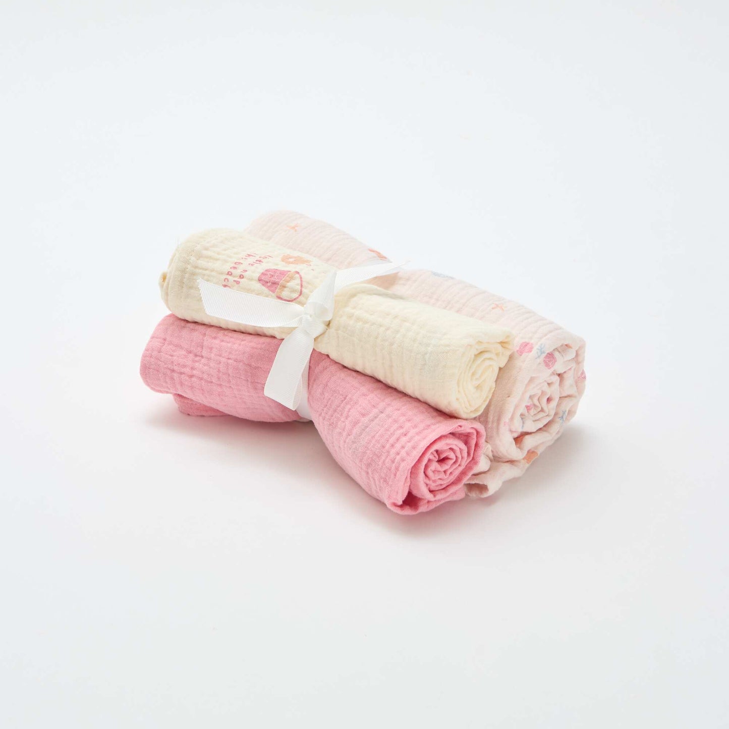 Lot de 3 langes en gaze de coton ROSE