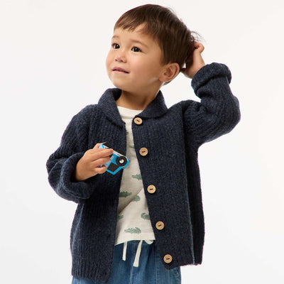 Gilet épais à col châle BLEU