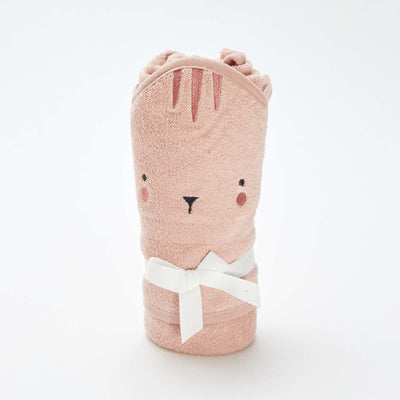 Cape de bain en éponge avec oreilles d'animaux ROSE
