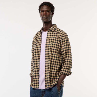 Chemise regular à carreaux BEIGE