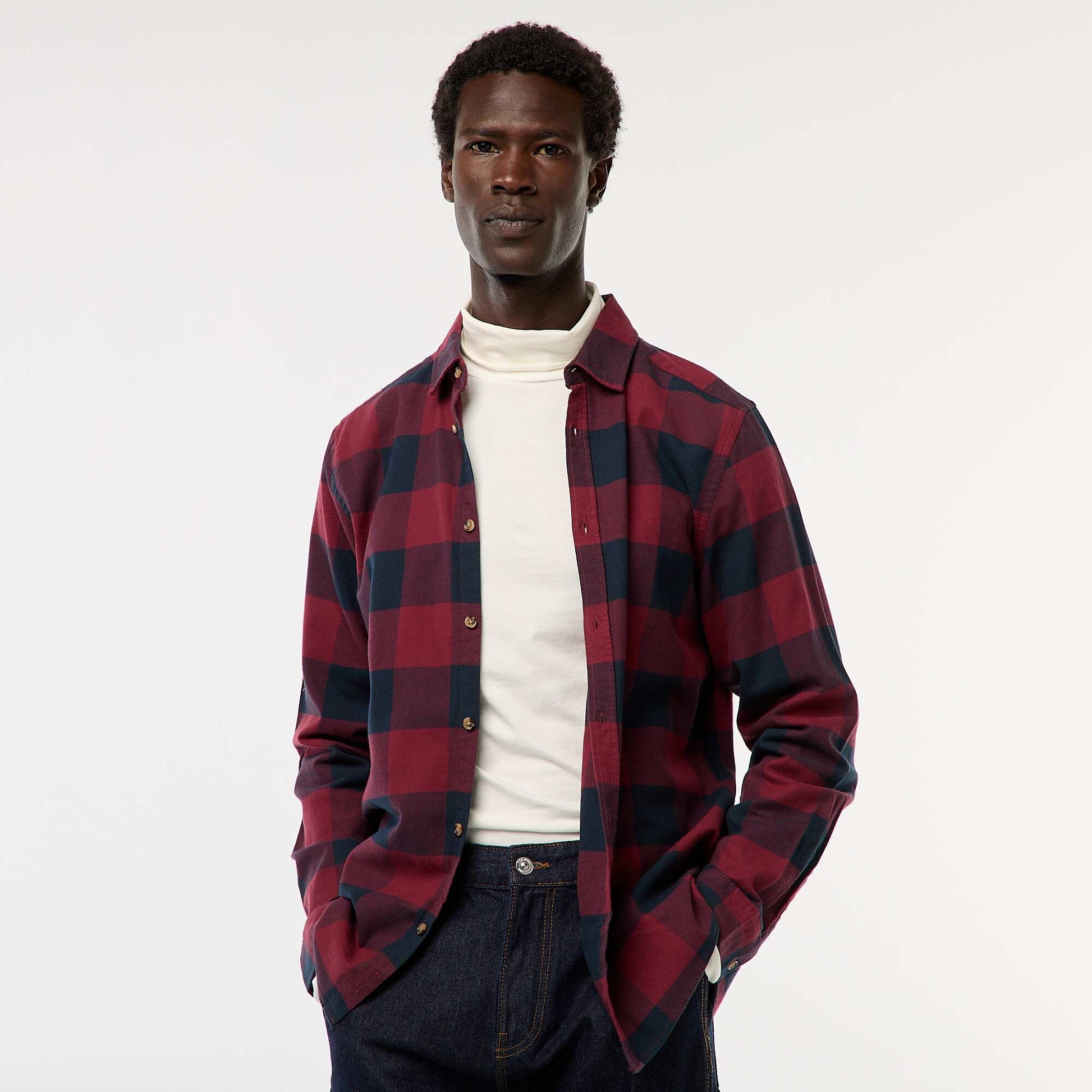 Chemise regular à carreaux ROUGE