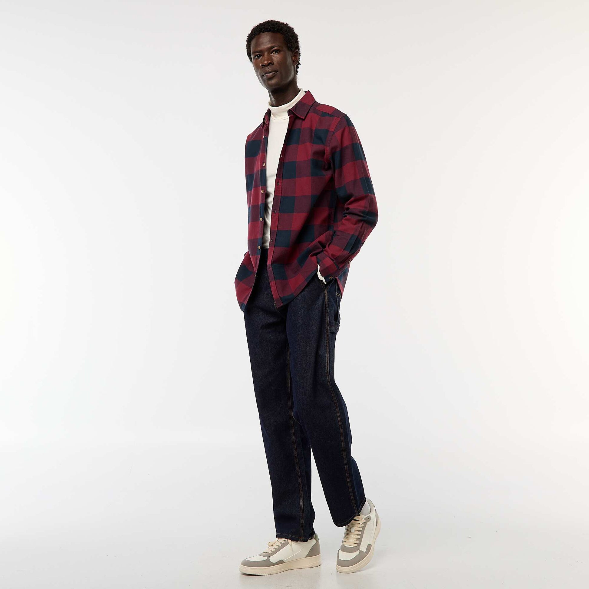 Chemise regular à carreaux ROUGE