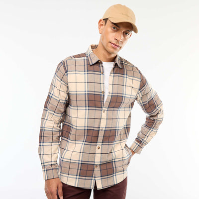 Chemise regular à carreaux BEIGE
