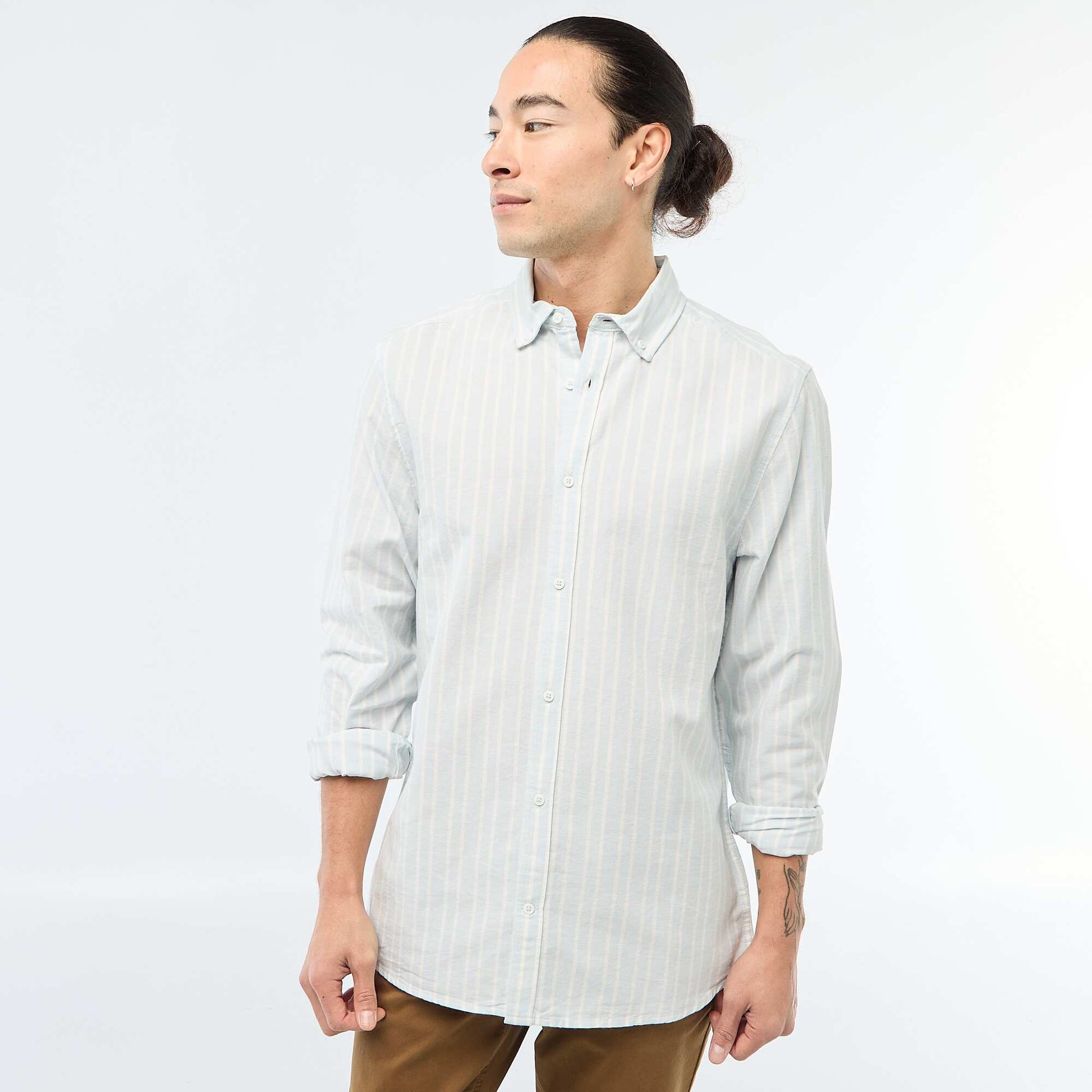 Chemise Oxford avec motif à rayures BLEU