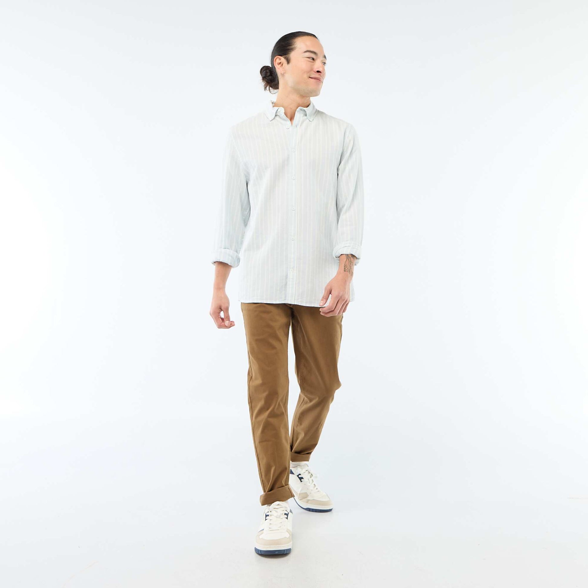 Chemise Oxford avec motif à rayures BLEU