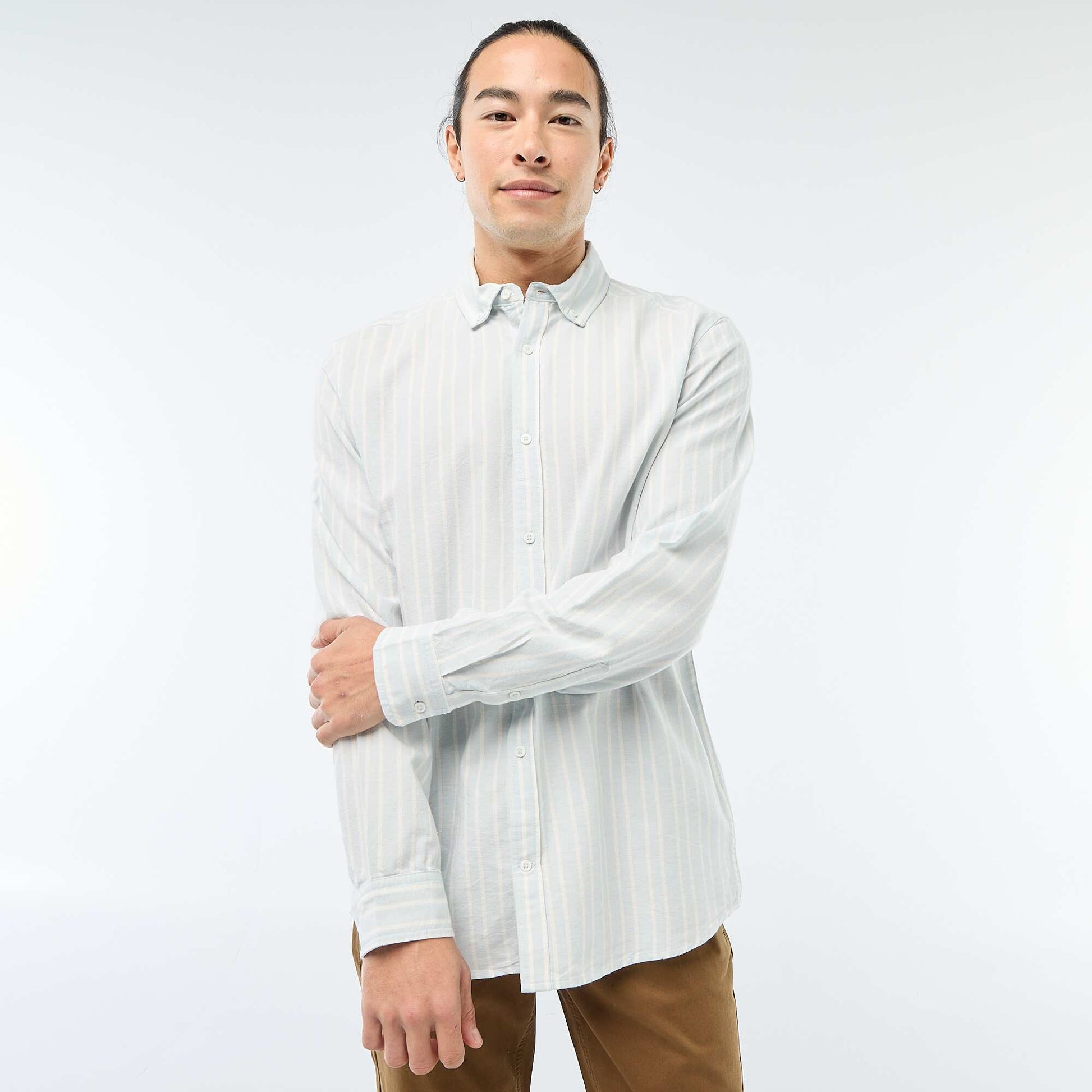 Chemise Oxford avec motif à rayures BLEU